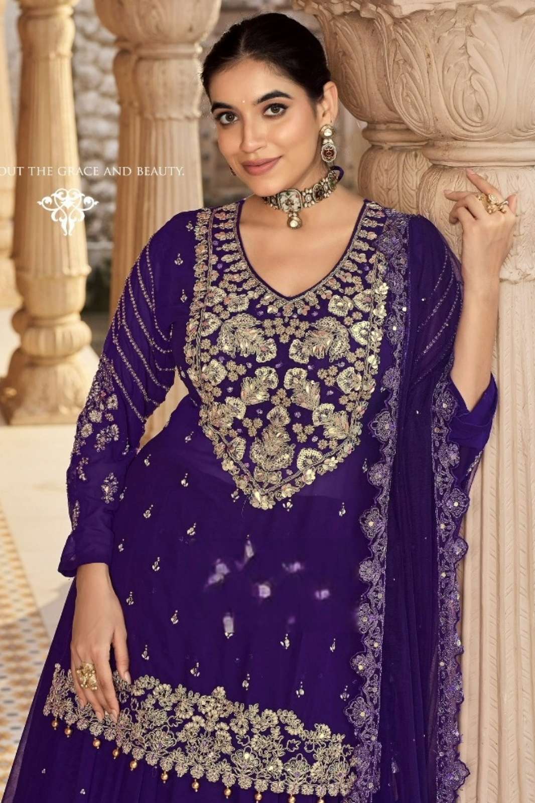 Lapink Viscose Fancy Suit with Skirt & Net Dupatta