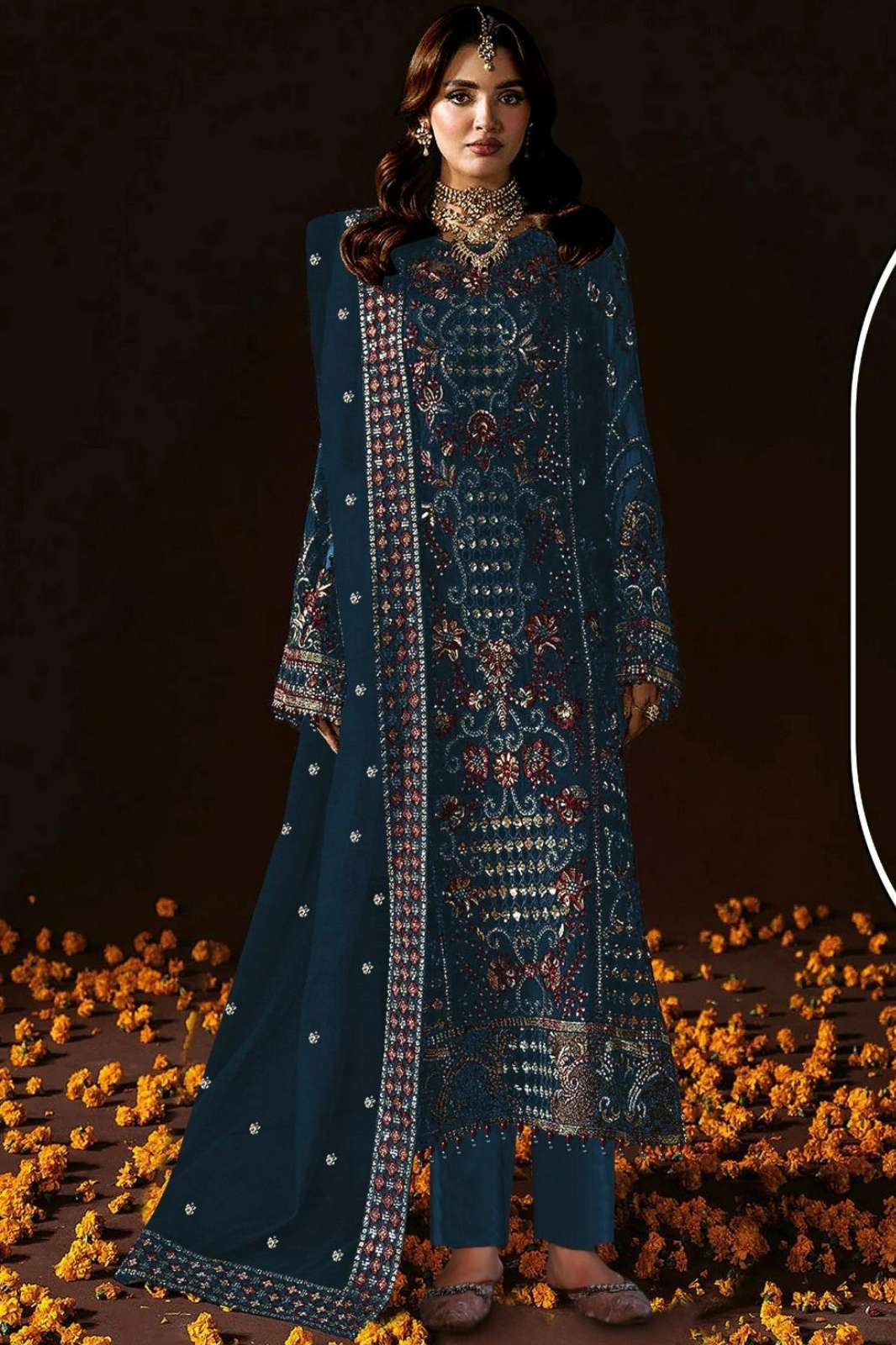 MAH E ROOH 5237 Satin Chiffon Sequence & Embroidered Pakistani Suit 