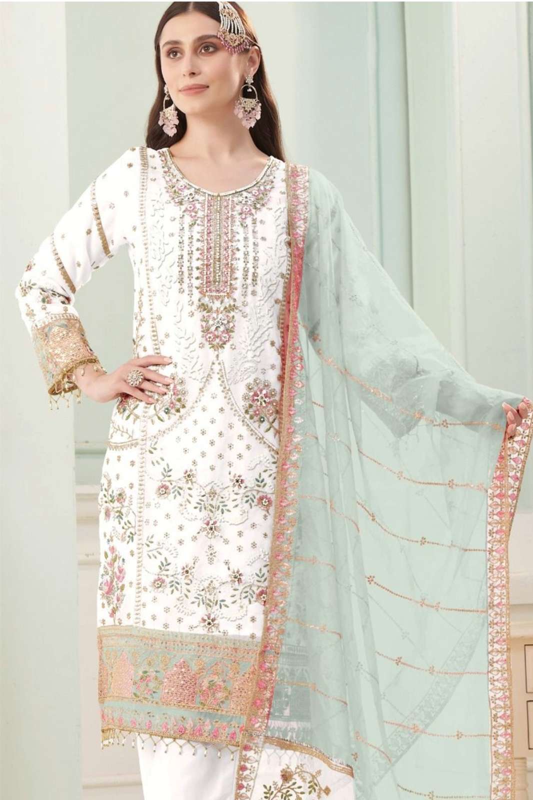MOTIFZ 5134 ORGANZA EMBROIDERY SUIT WITH KHATLI WORK PERFECT FOR FESTIVE WEAR