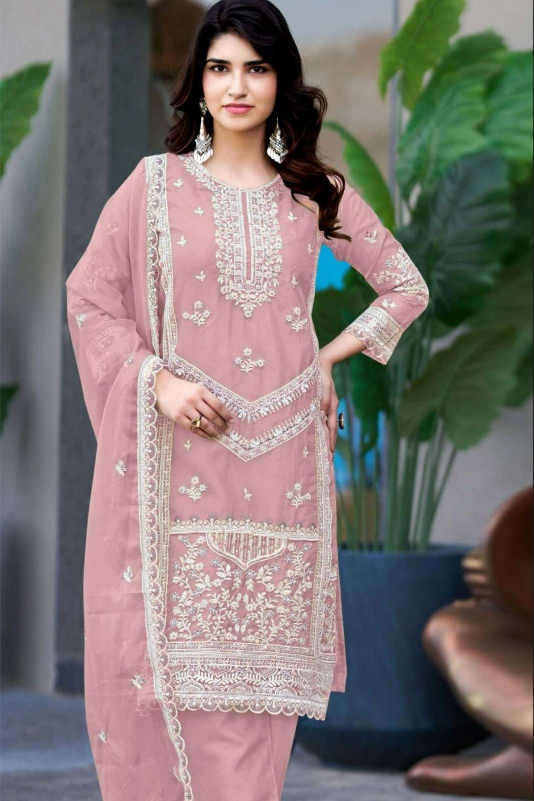 Motifz 5181 Organza Pakistani Suit with Embroidery & Khatli Work