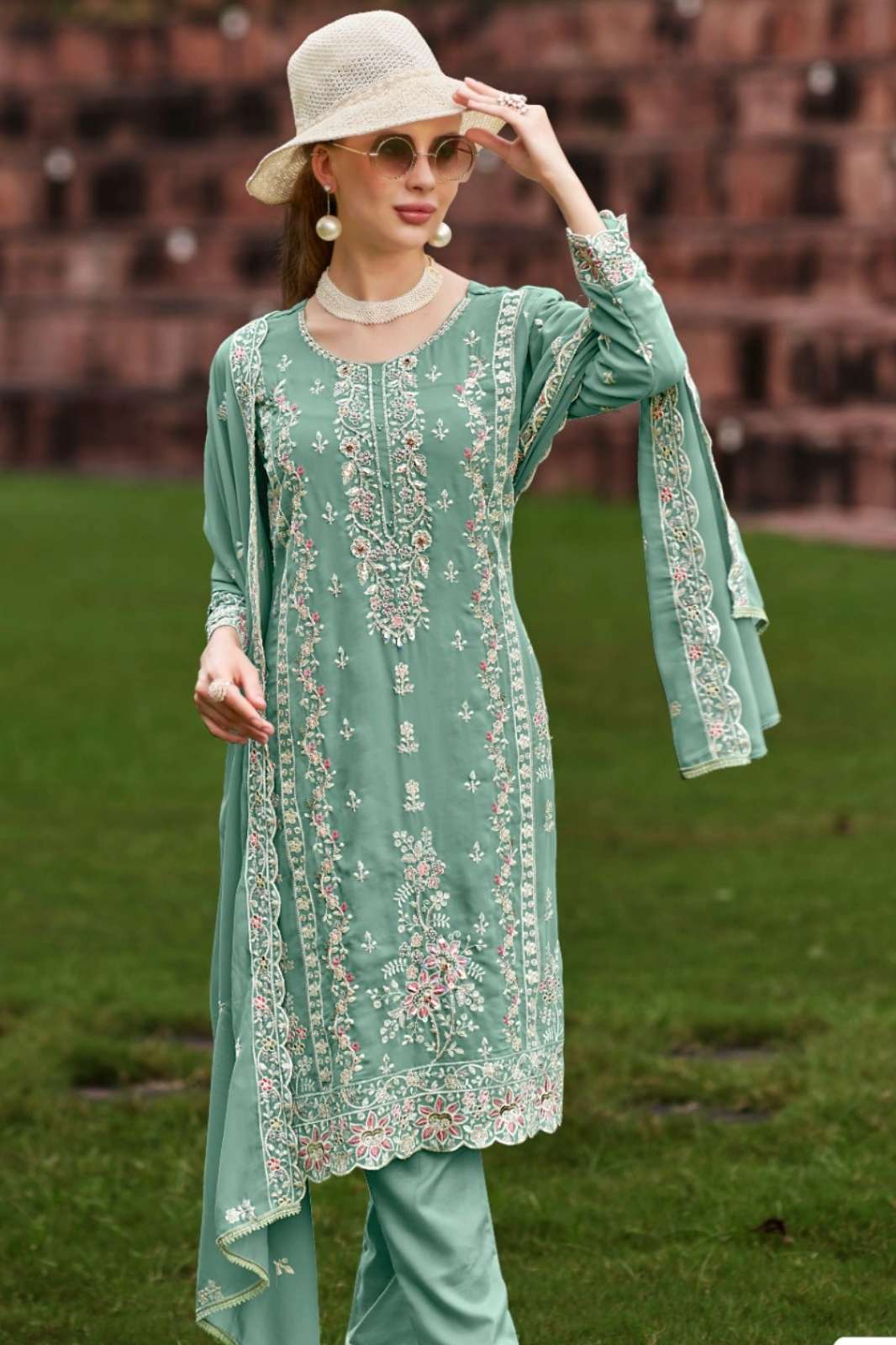 Motifz 685 Georgette Pakistani Suit with Embroidery & Khatli Work