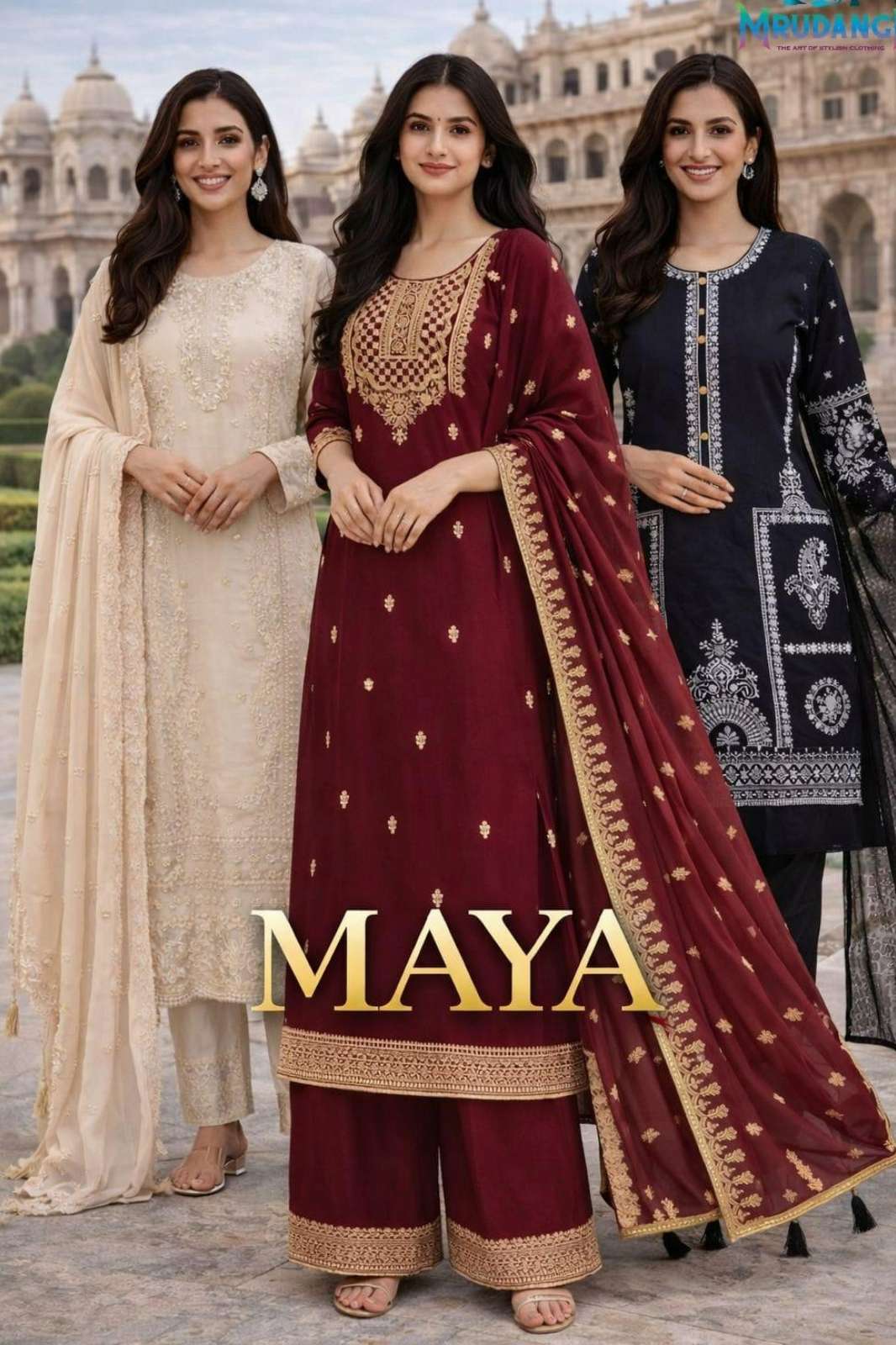 MRUDANGI MAYA 3 PCS 739 TO 741 PREMIUM REAL GEORGETTE SUIT