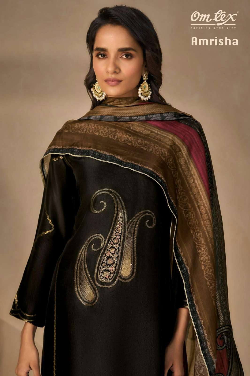 OMTEX AMRISHA RUBINA SILK JACQUARD SUIT WITH EMBROIDERY WORK