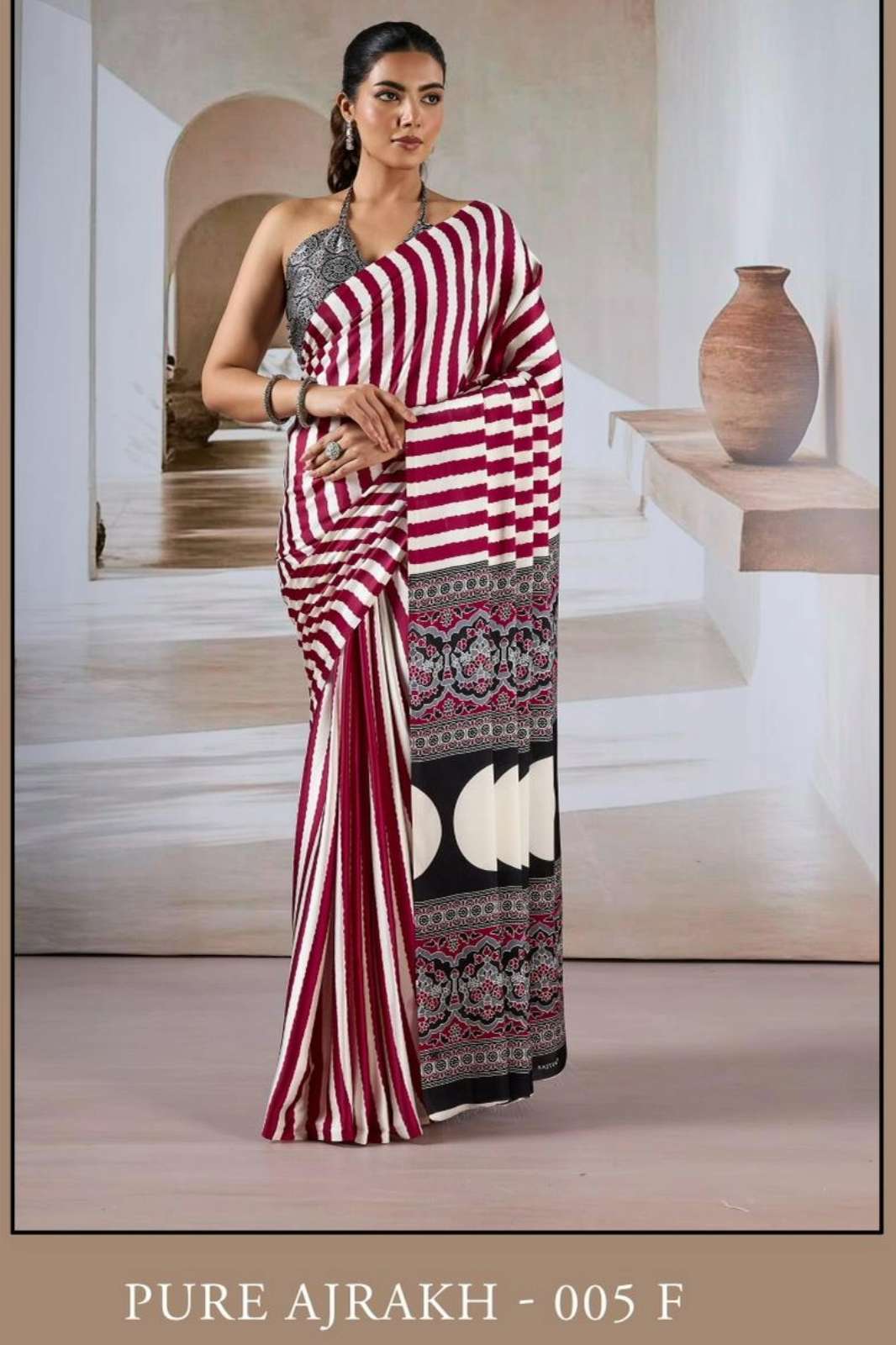 Rajtex Pure Ajrakh 005 005A TO 005F Modal Satin Ajrakh Printed Saree