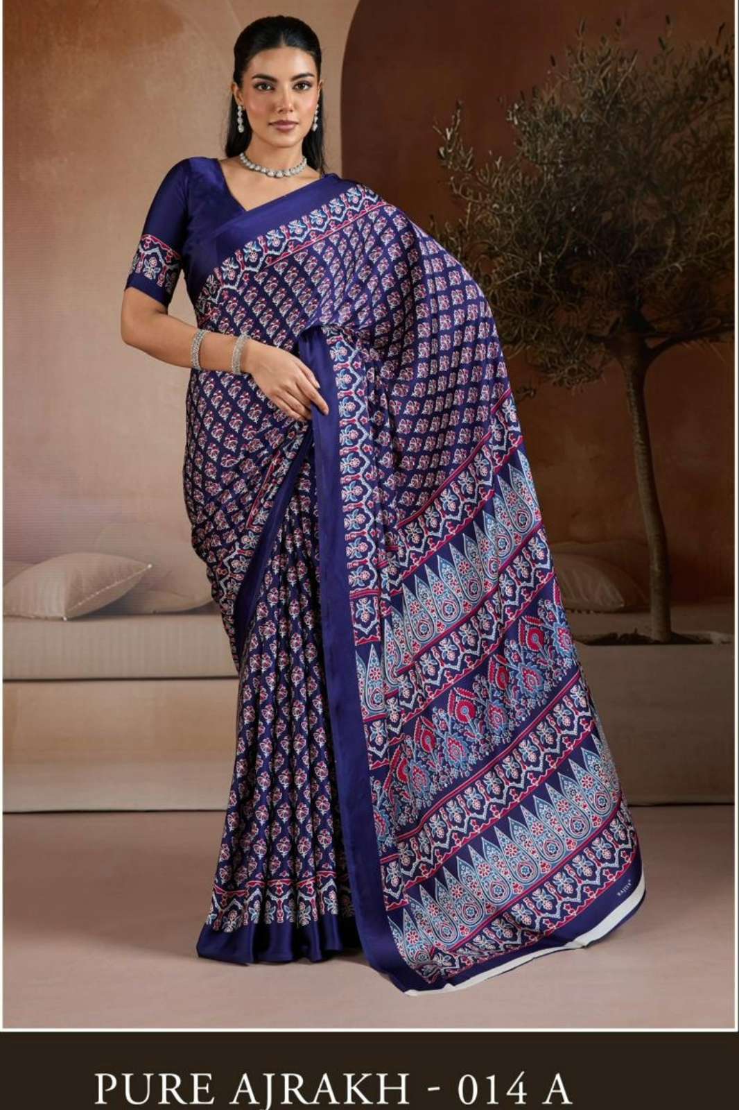 Rajtex Pure Ajrakh 014 014 A TO 014 F Modal Satin Designer Saree