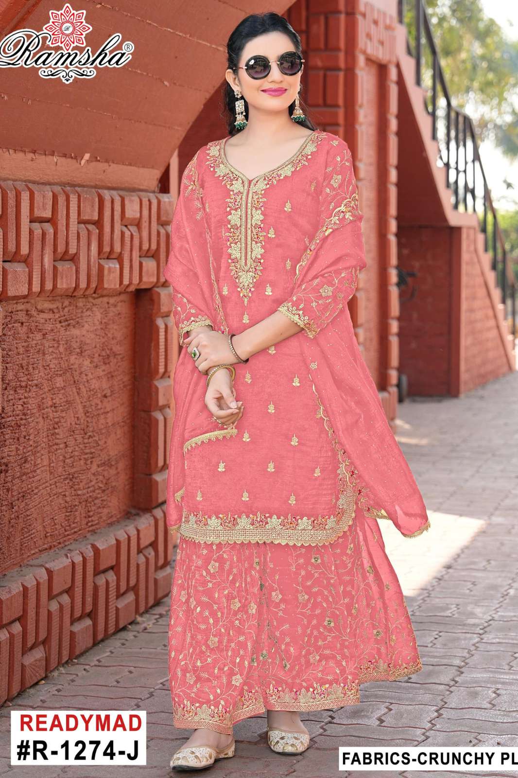 RAMSHA R 1274 Ready to Wear Embroidery Crunchy Pakistani Suit