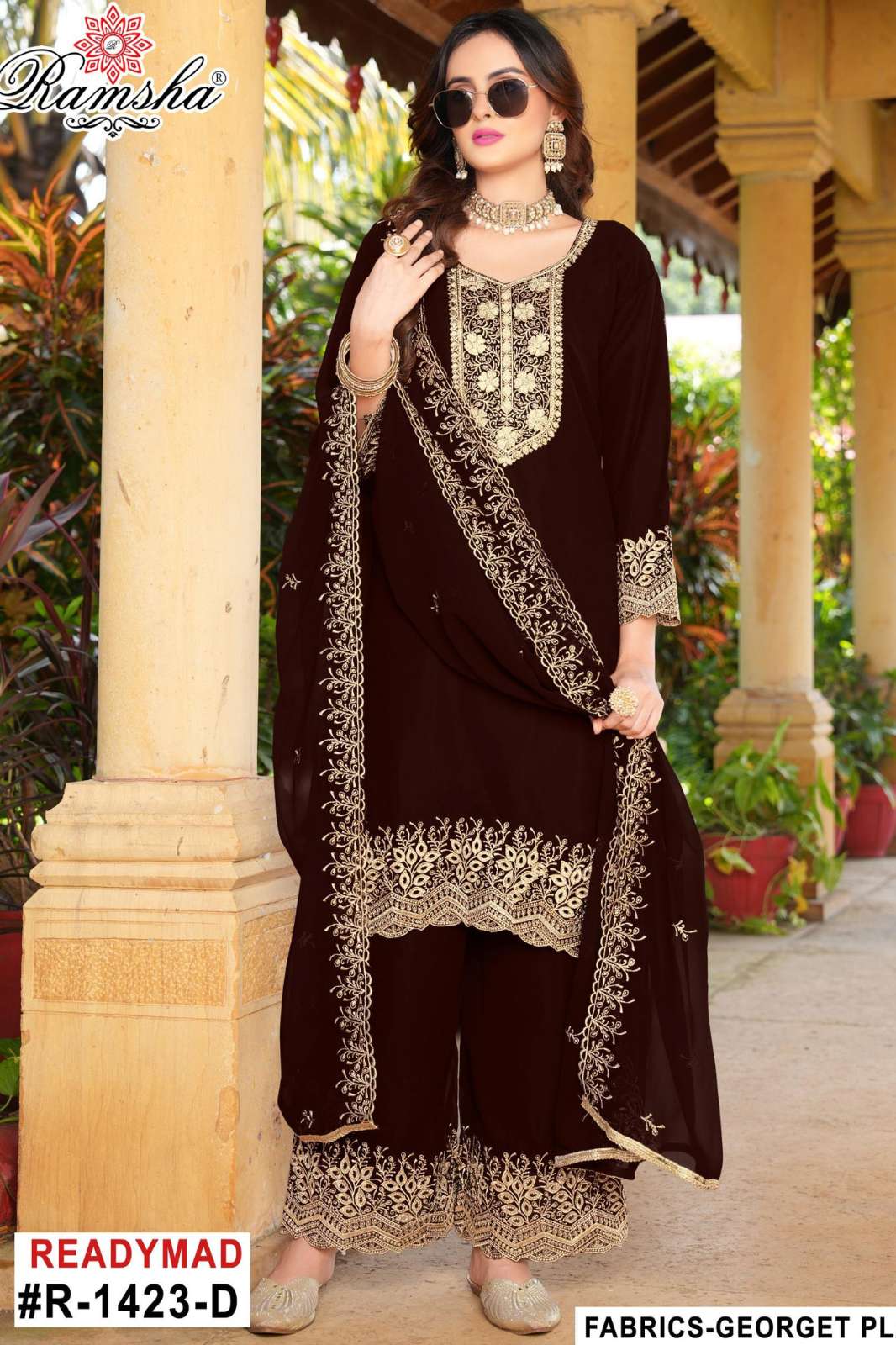 RAMSHA R 1423 Ready To Wear Embroidery Pakistani Georgette Suit