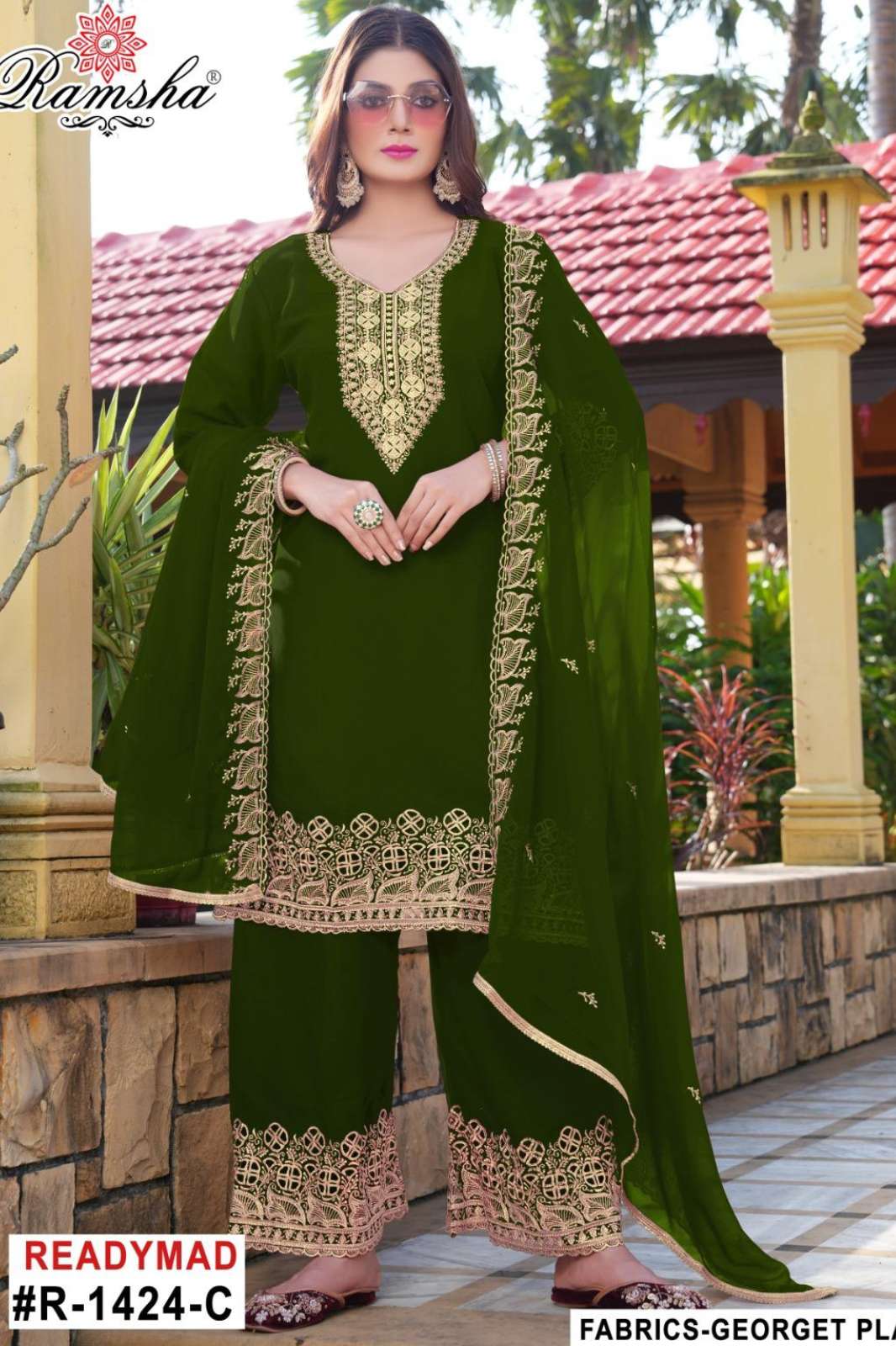 RAMSHA R 1424 Ready To Wear Embroidery Pakistani Georgette Suit
