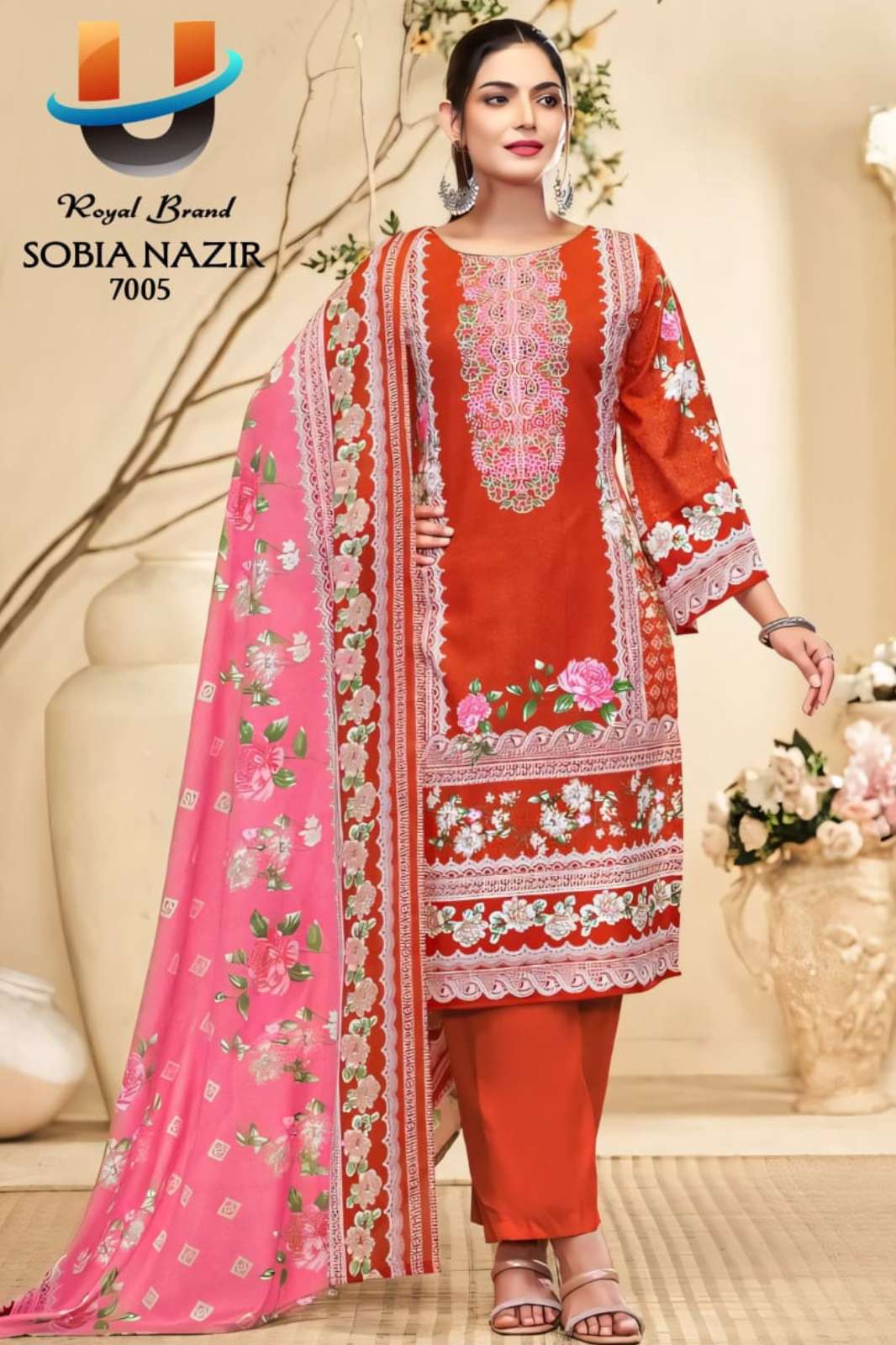 ROYAL BRAND  SOBIA NAZIR VOL 7 BEAUTIFUL PRINTED SOFT COTTON PAKISTANI SUIT 