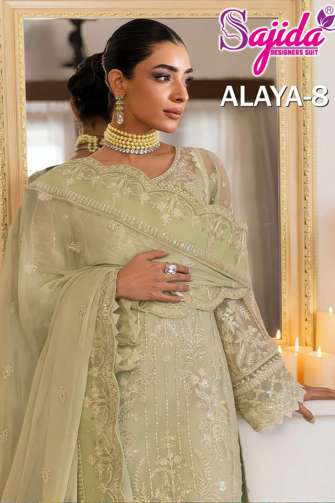 SAJIDA ANAYA VOL 8 Beautiful Embroidered Georgette Pakistani Suit