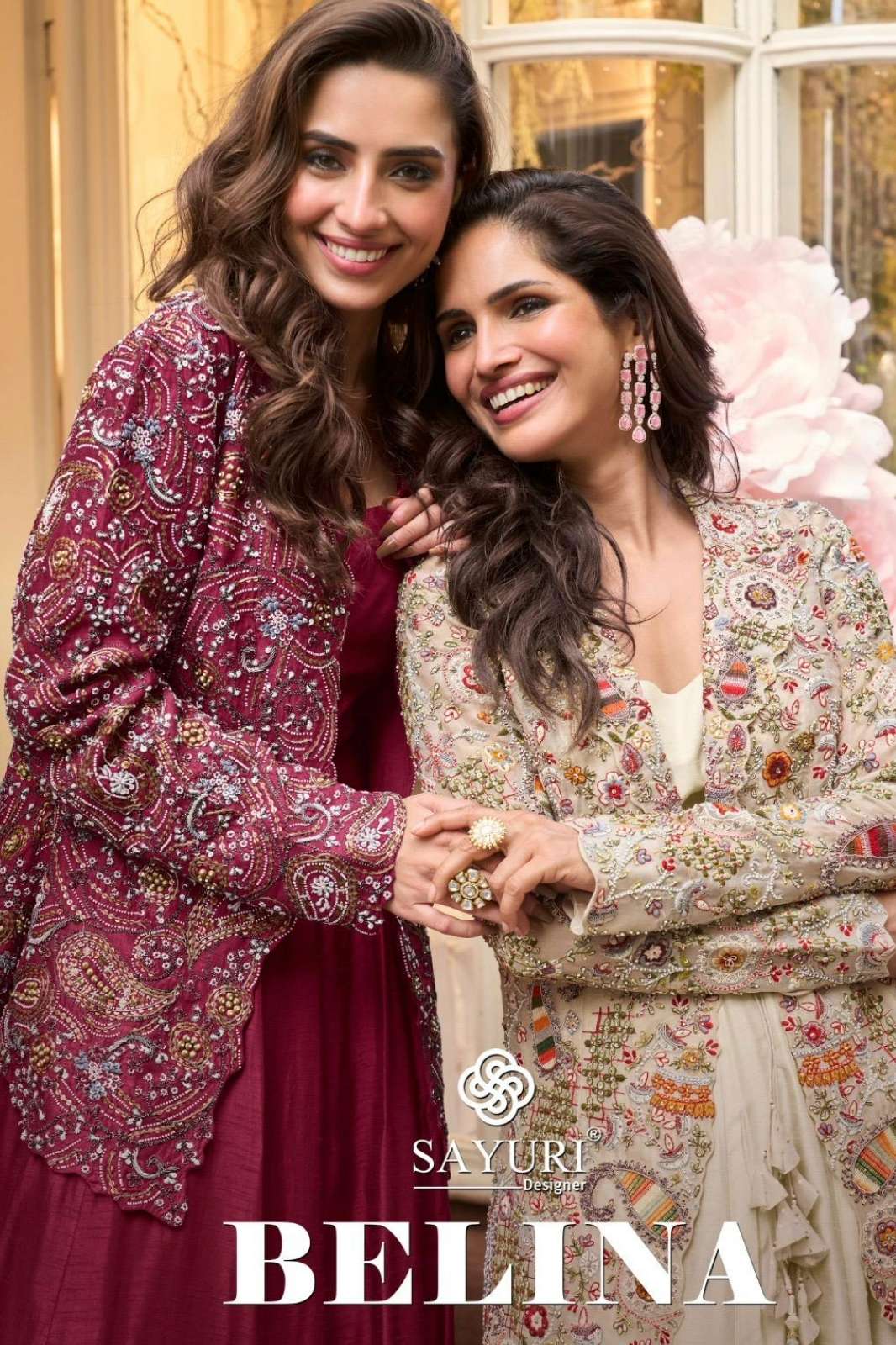 SAYURI BELINA READY TO WEAR PREMIUM REAL SILK EMBROIDERED INDO WESTERN DRESS