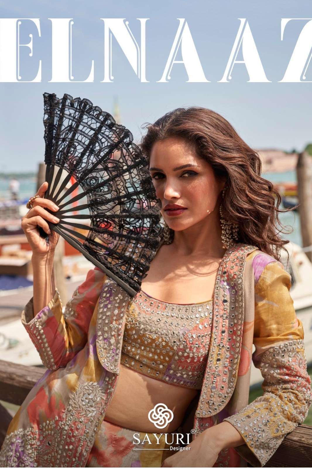 SAYURI ELNAAZ READY TO WEAR PREMIUM REAL CHINON EMBROIDERED INDO WESTERN DRESS