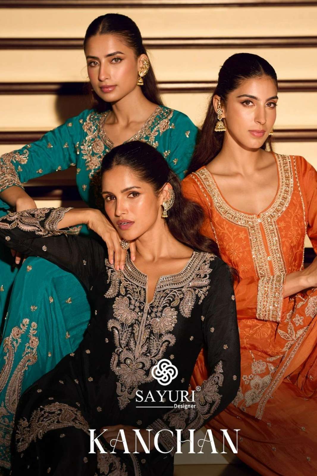 SAYURI KANCHAN READY TO WEAR PREMIUM REAL CHINON SILK DESIGNER SUIT