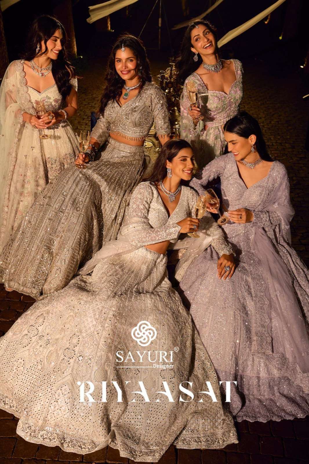 SAYURI RIYAASAT PURE NET MIRROR & EMBROIDERED WEDDING LEHENGA CHOLI