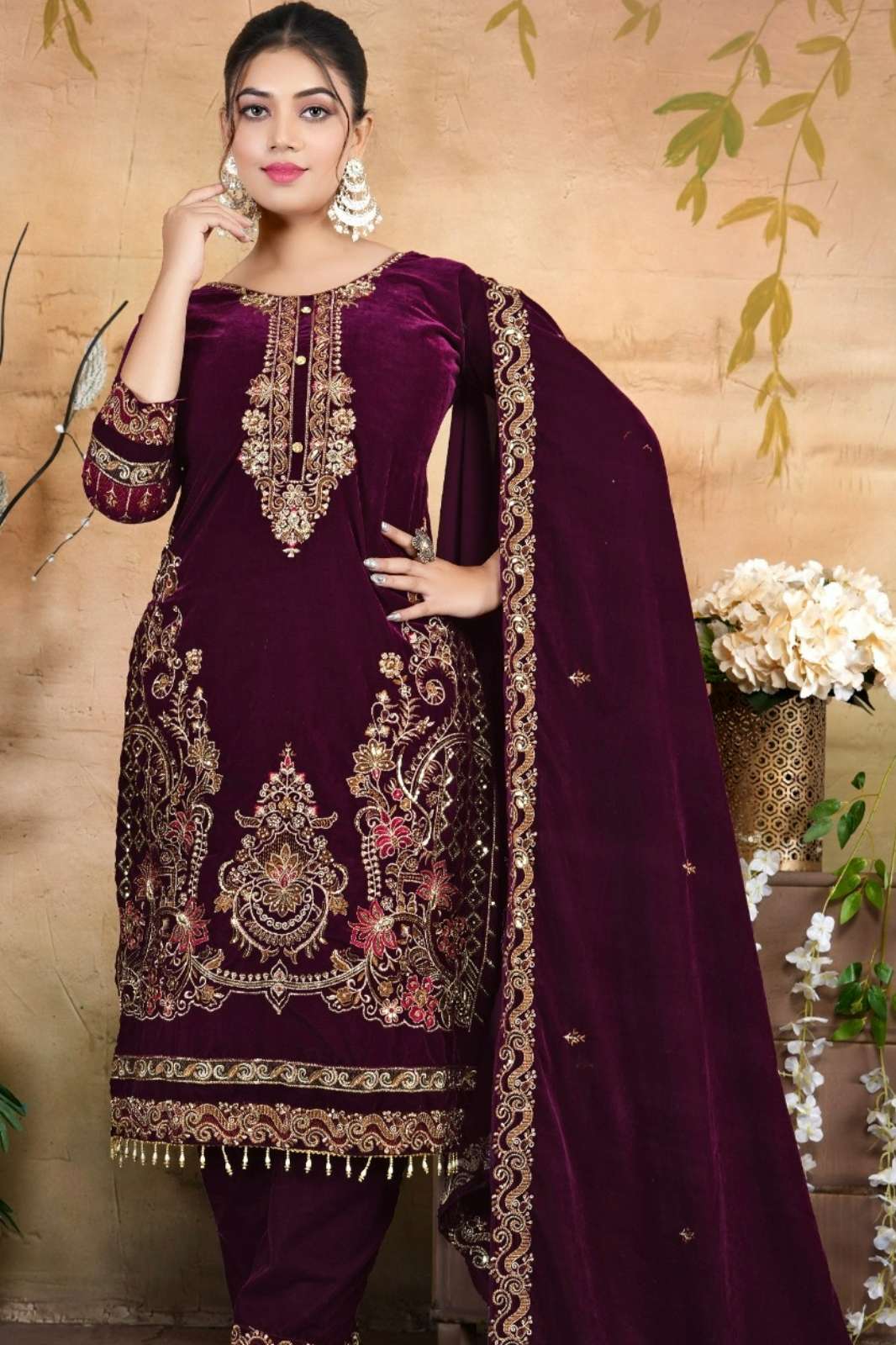 Serine S 763 Velvet Embroidery & Hand Work Pakistani Suit
