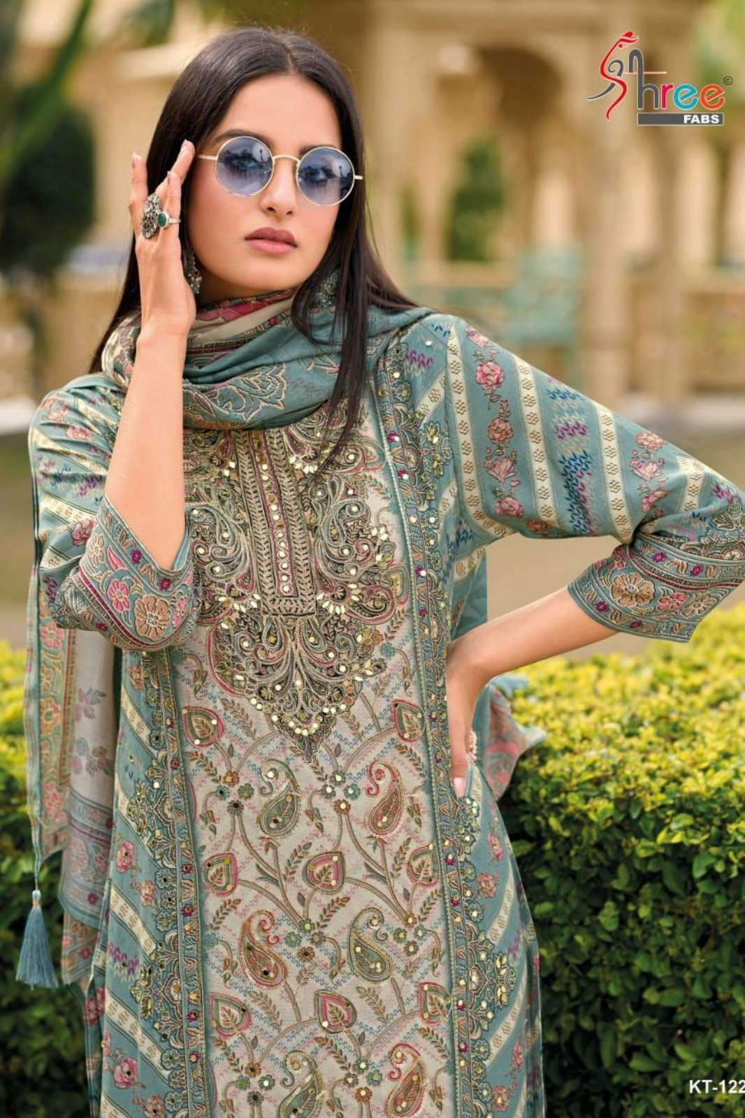 Shree Fab KT 122 Pure Viscous Maslin Digital Printed Pakistani Suit with Aari Work