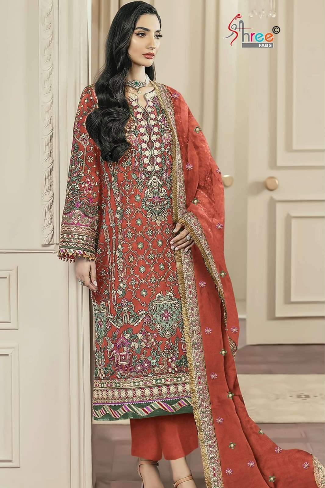 Shree Fab S 5540 Beautiful Embroidered Chiffon Pakistani Suit