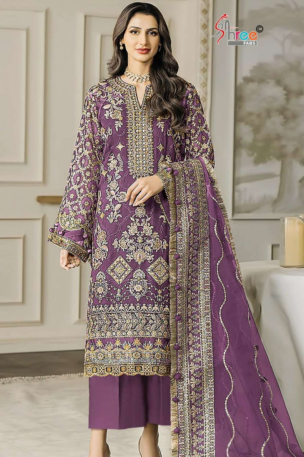 Shree Fab S 5557 Beautiful Hand Khatli & Embroidered Chiffon Pakistani Suit