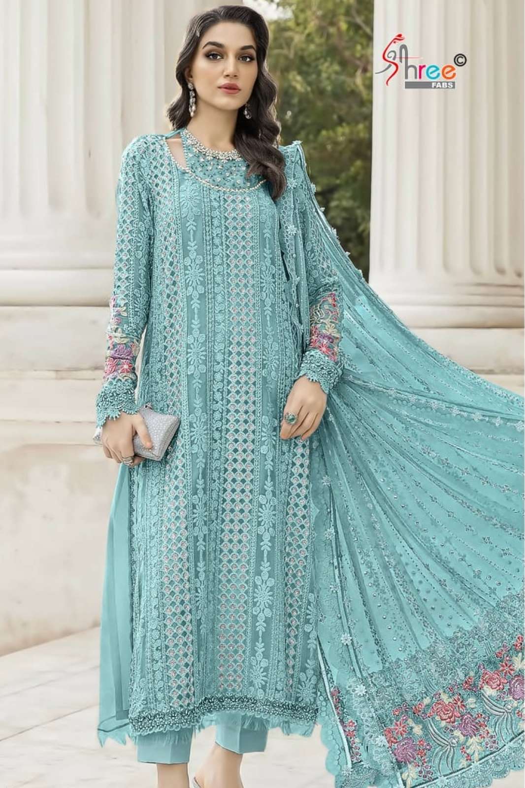 SHREE FAB SF 5548 CHIFFON SUIT SET WITH  HEAVY EMBROIDERY & HANDWORK 