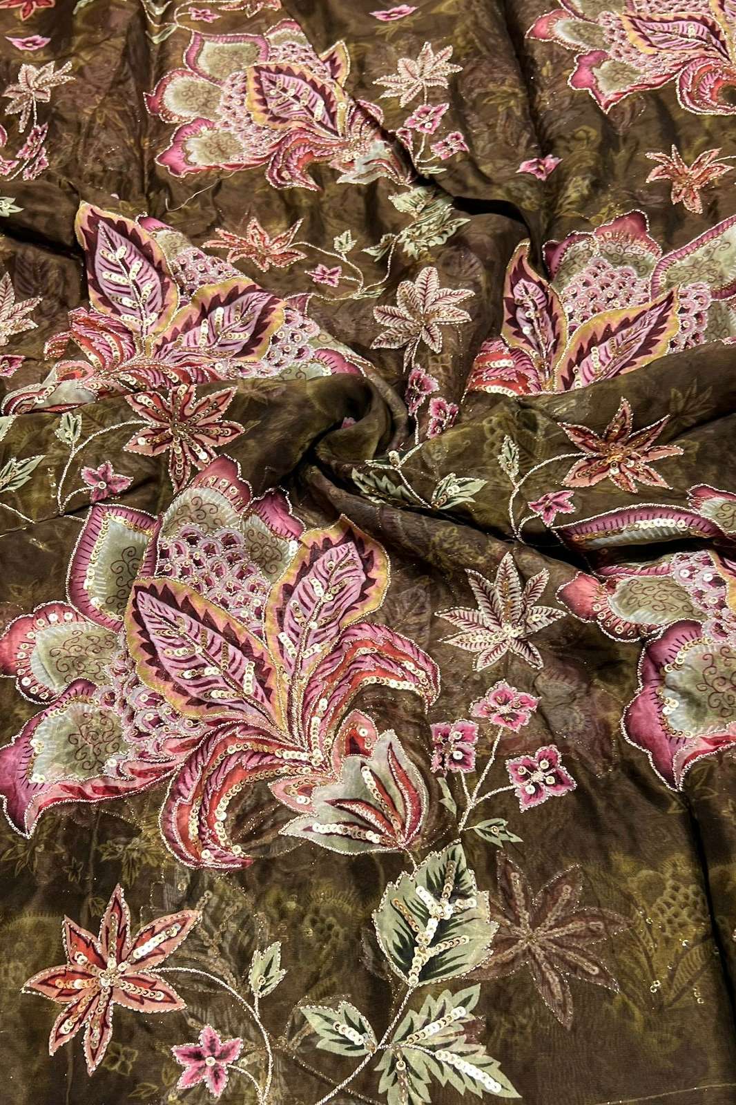 Shri Balaji Emporium 1249 Position Print Embroidery Work Organza Designer Fabric