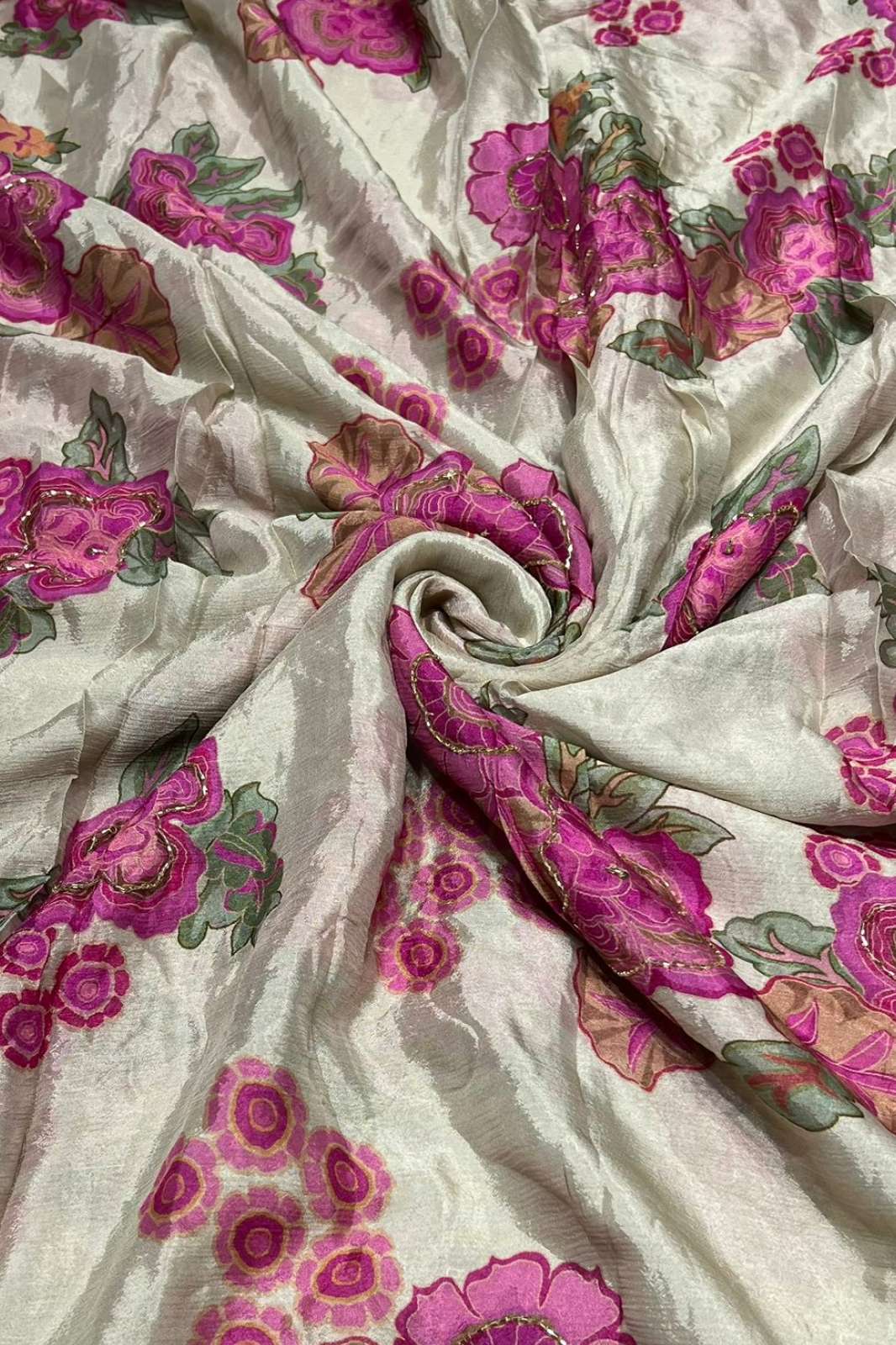 Shri Balaji Emporium 1254 Cutdana & Embroidery Work Designer Chinon Fabric