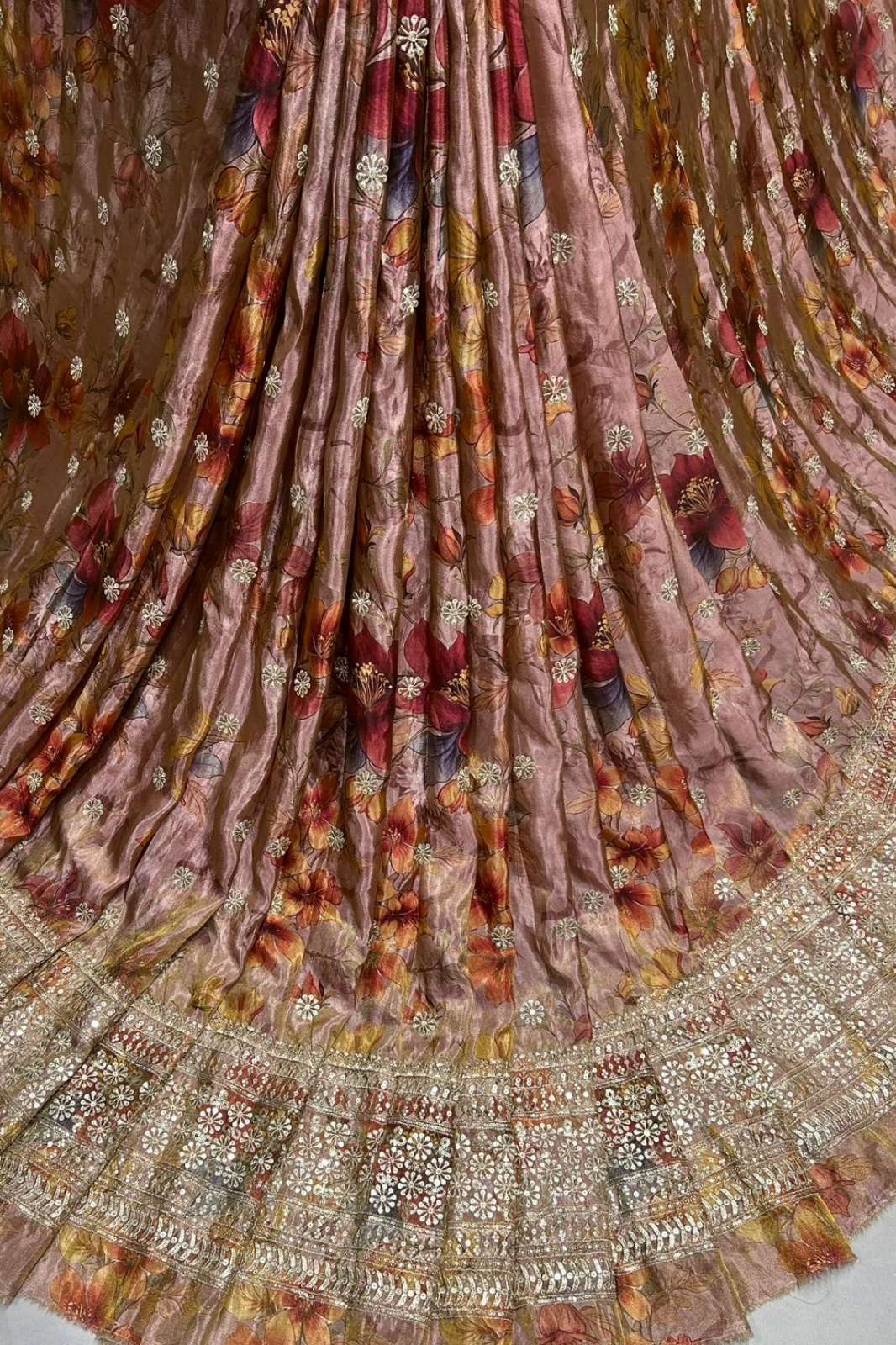 Shri Balaji Emporium 1257 Pure Tissue Digital Print & Embroidery Work Designer Fabric