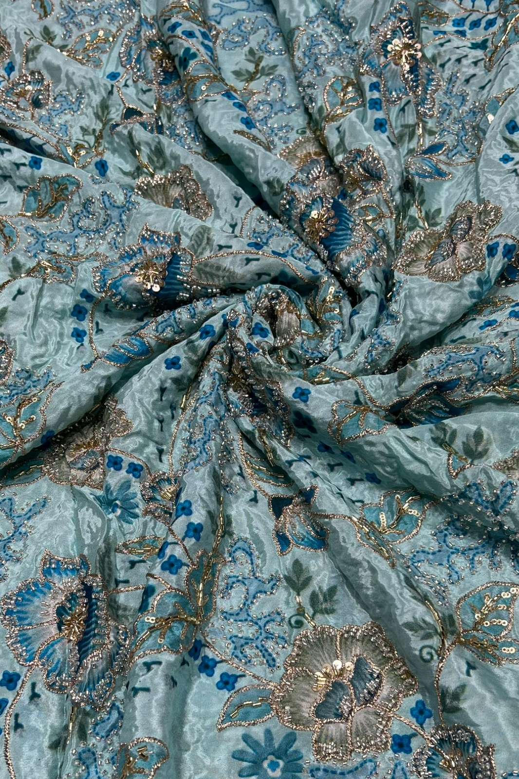 Shri Balaji Emporium 1258 Position Print Embroidery Work Designer Crepe Fabric