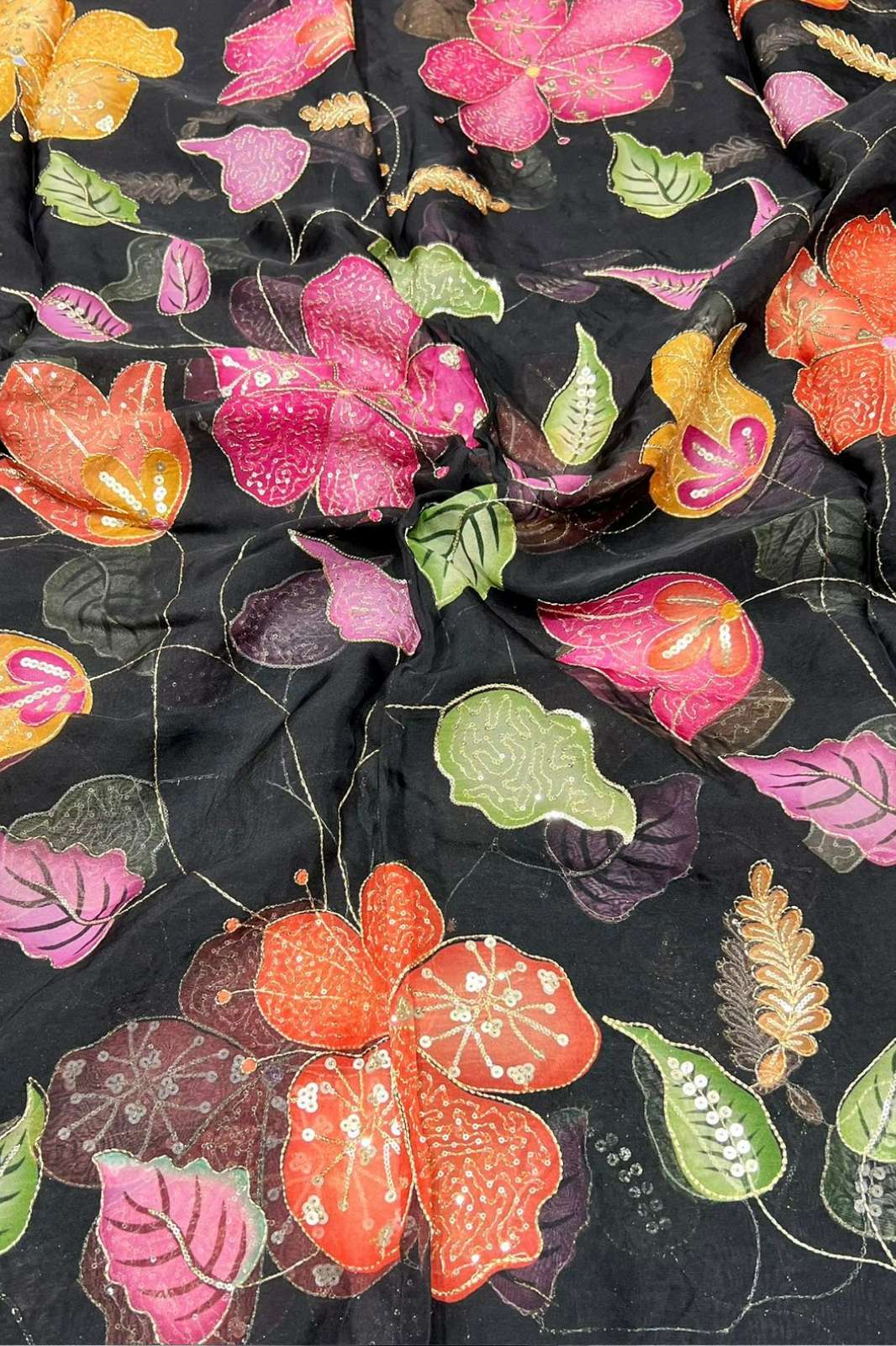 Shri Balaji Emporium 1261 Position Print Embroidery Work Organza Designer Fabric