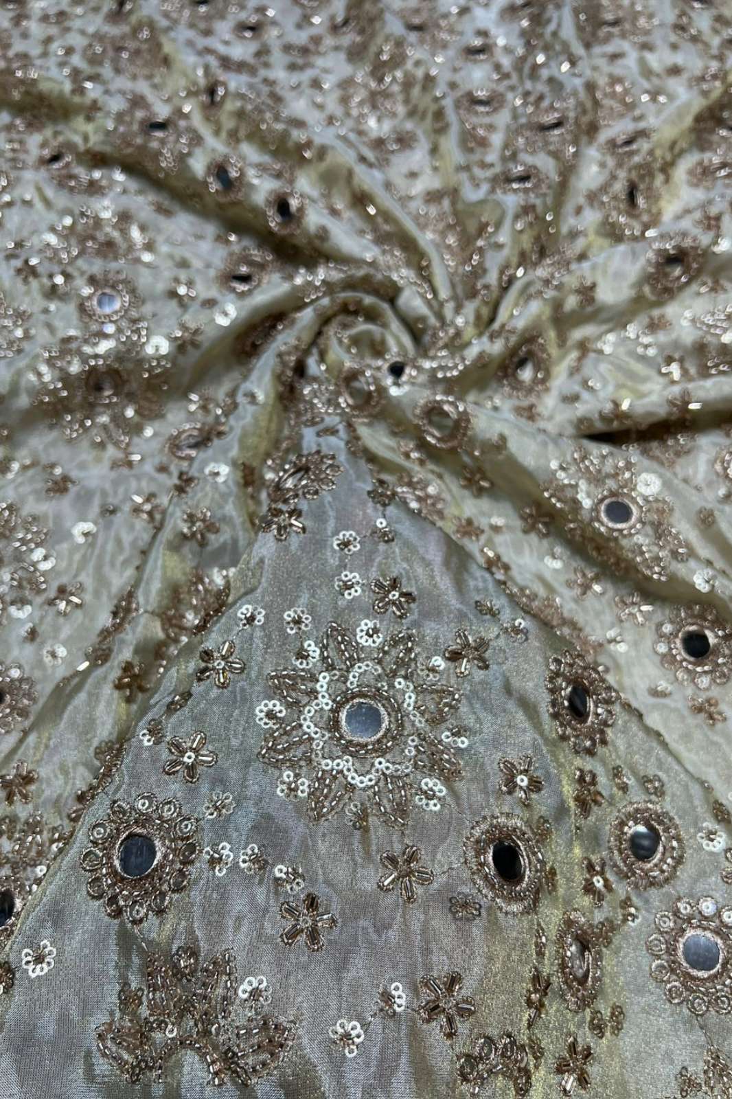 Shri Balaji Emporium 1262 Cutdana & Embroidery Work Designer Tissue Fabric