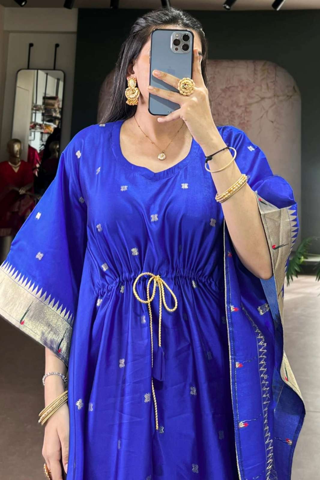 Shri Balaji Emporium 3803BLK Jacquard Paithani Kaftan Collection 