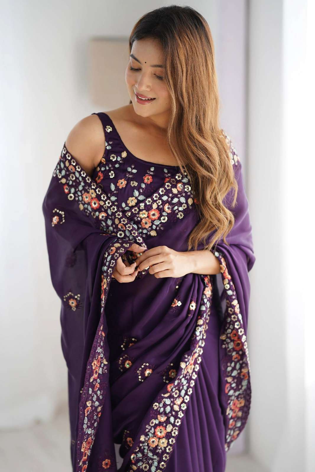 Shri Balaji Emporium 820 Satin Chiffon Blooming Saree