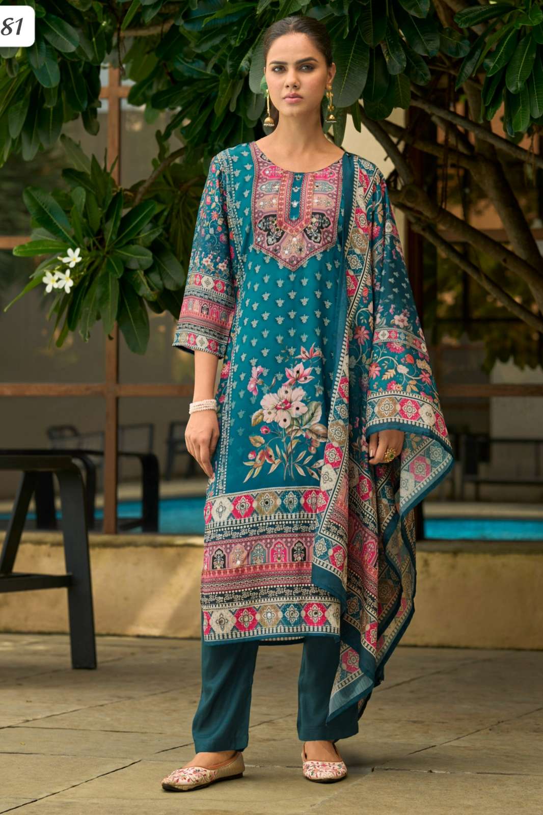 Shri Balaji Emporium 908 To 917 Series Silk Crepe Floral Printed Straight Kurti Set