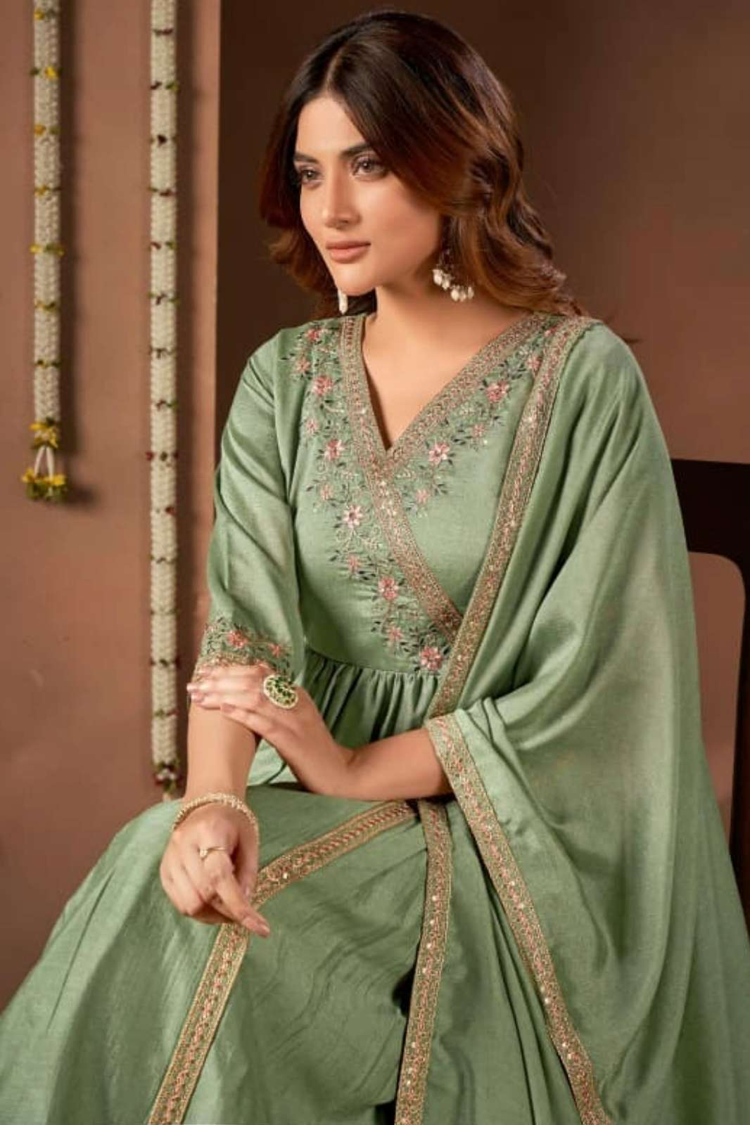 Shri Balaji Emporium Angrakha 2 Ready to Wear Vichitra Embroidered Suit