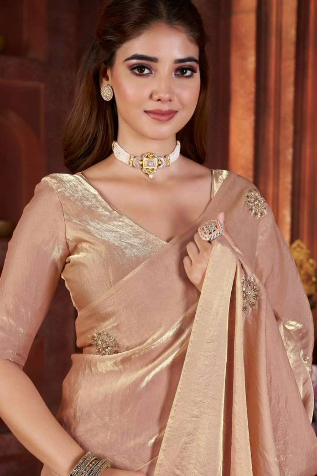 Shri Balaji Emporium BT 3142 Fandy Satin Silk Hand Work Saree