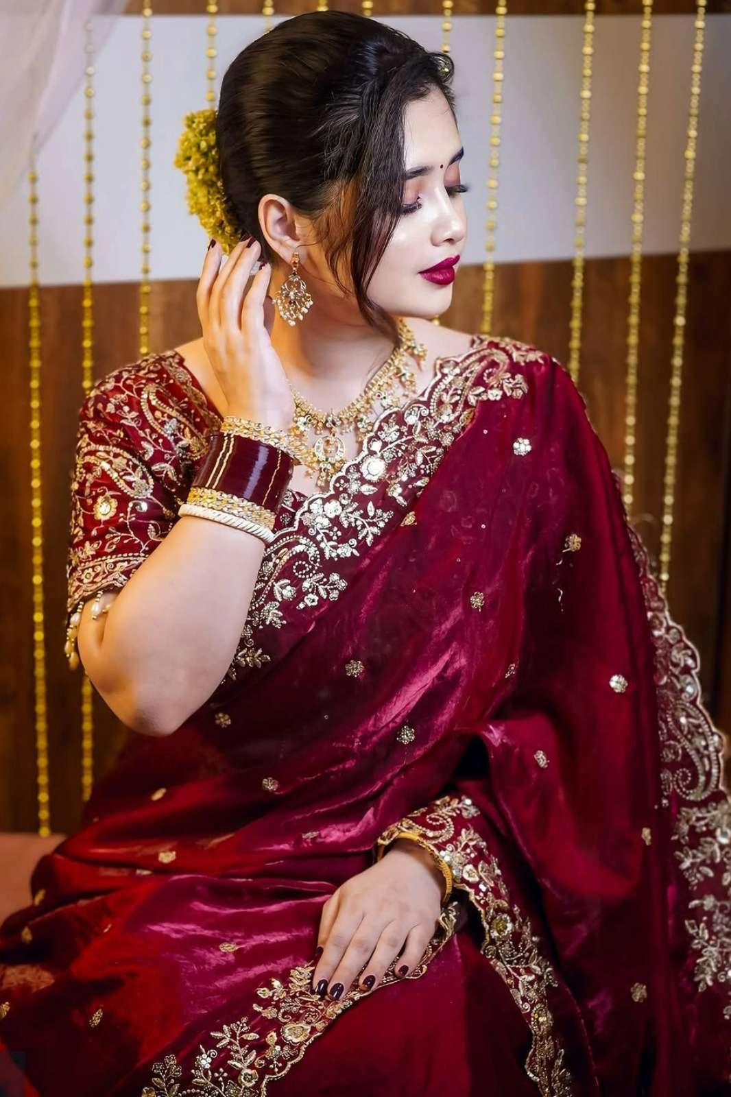 Shri Balaji Emporium BT 3151 Fandy Satin Silk Embroidery Work Saree