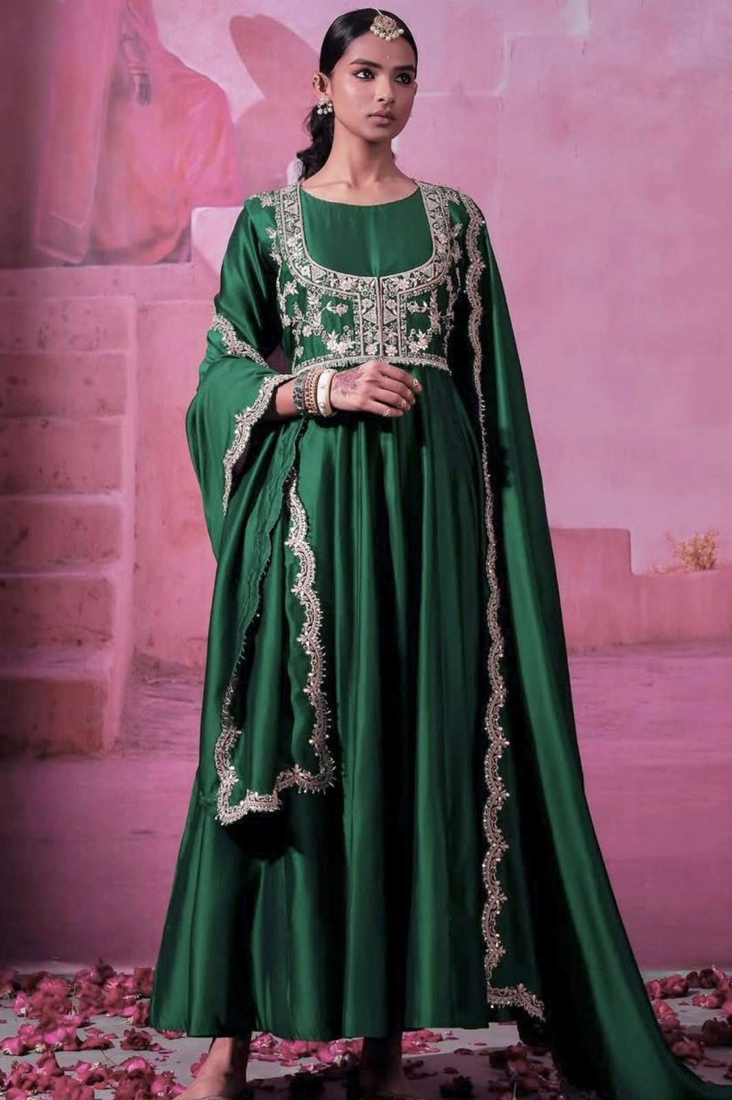 Shri Balaji Emporium BT5005 Ready to wear Premium Embroidered Chinon Silk Suit