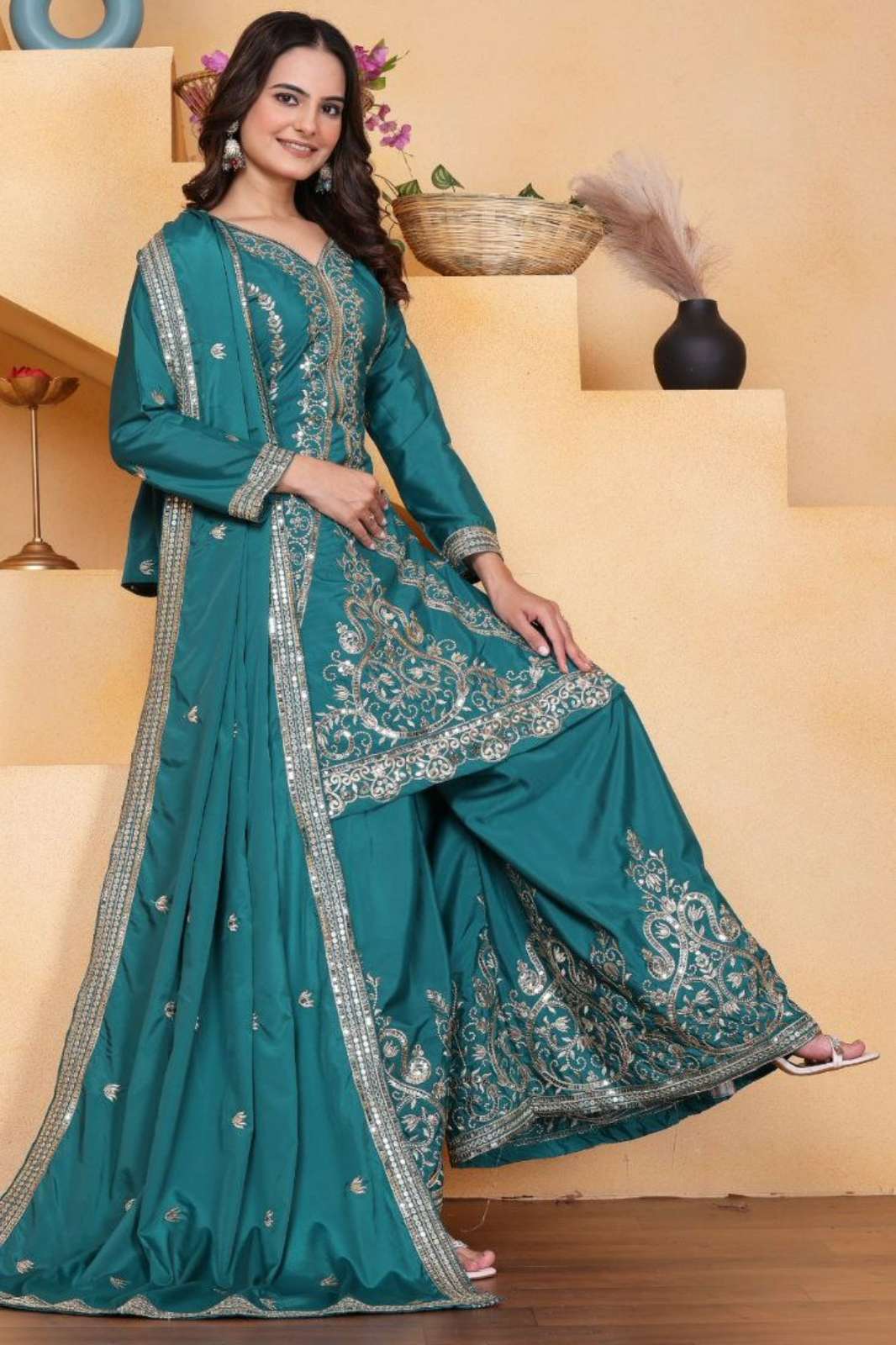 Shri Balaji Emporium DV 25127 Natural Crepe Designer Sharara Suit