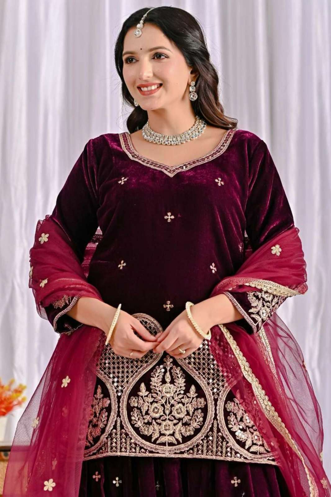 Shri Balaji Emporium DV 25156 Pure Heavy Viscous Velvet Sharara Suit