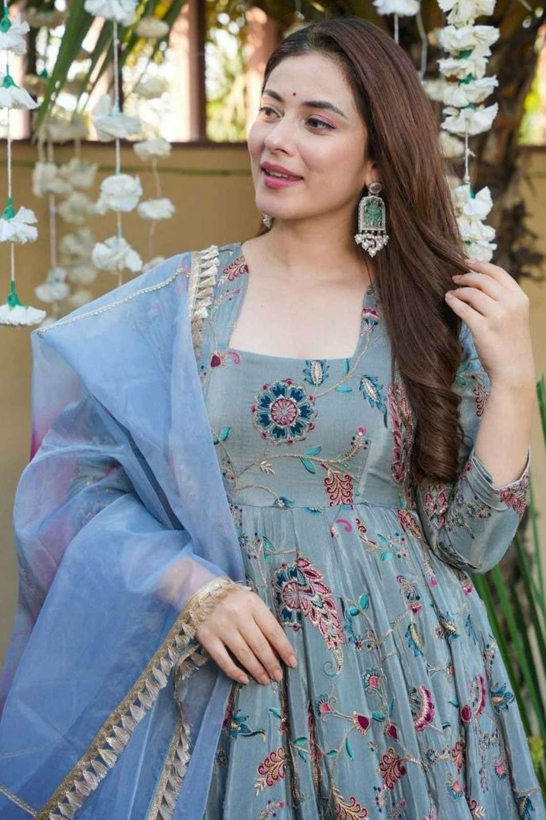 Shri Balaji Emporium DV 25216 Pure Jimmy Organza Silk Gown