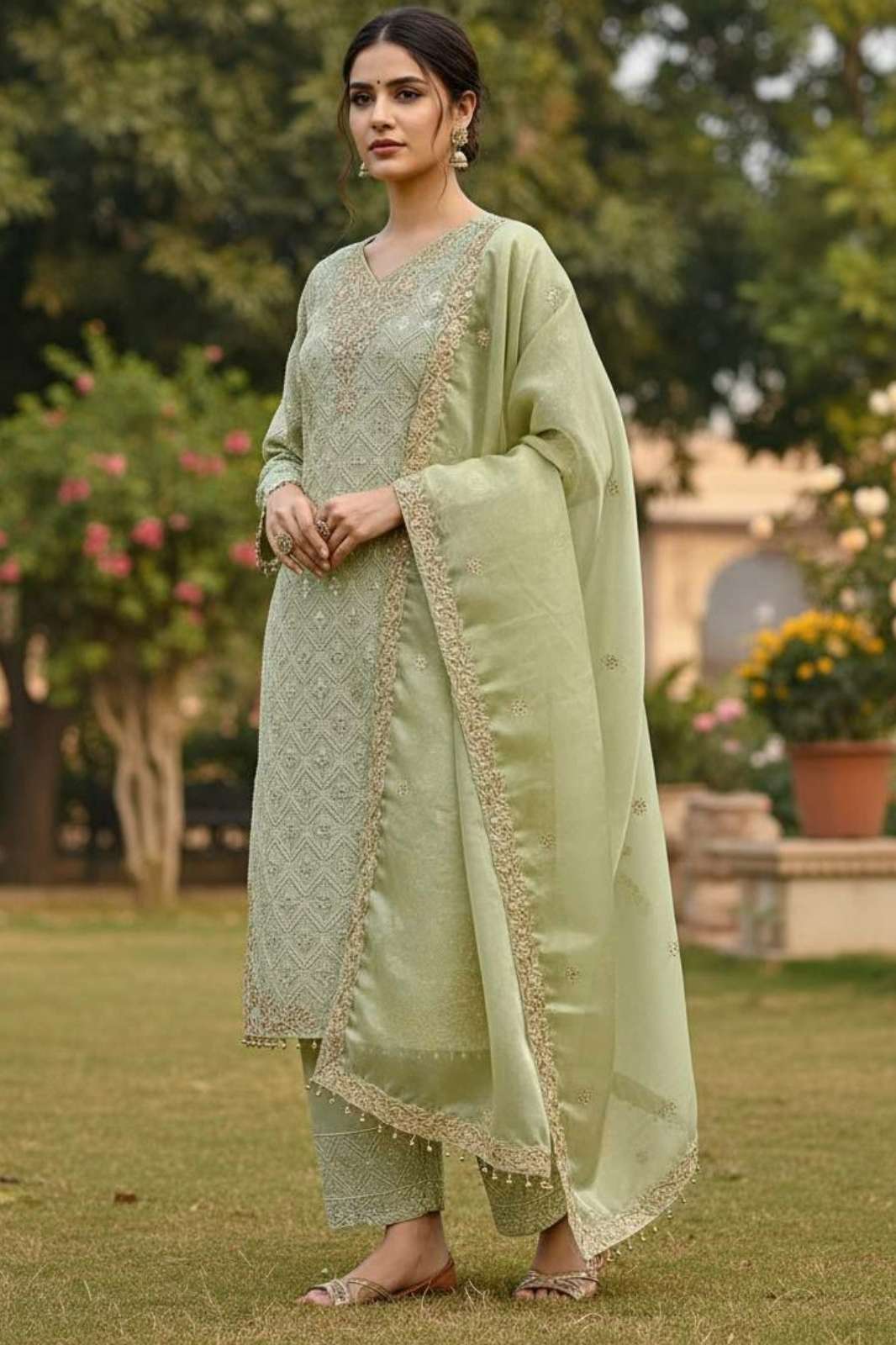 Shri Balaji Emporium DV 25220 Pure Gmy Silk Salwar Suit