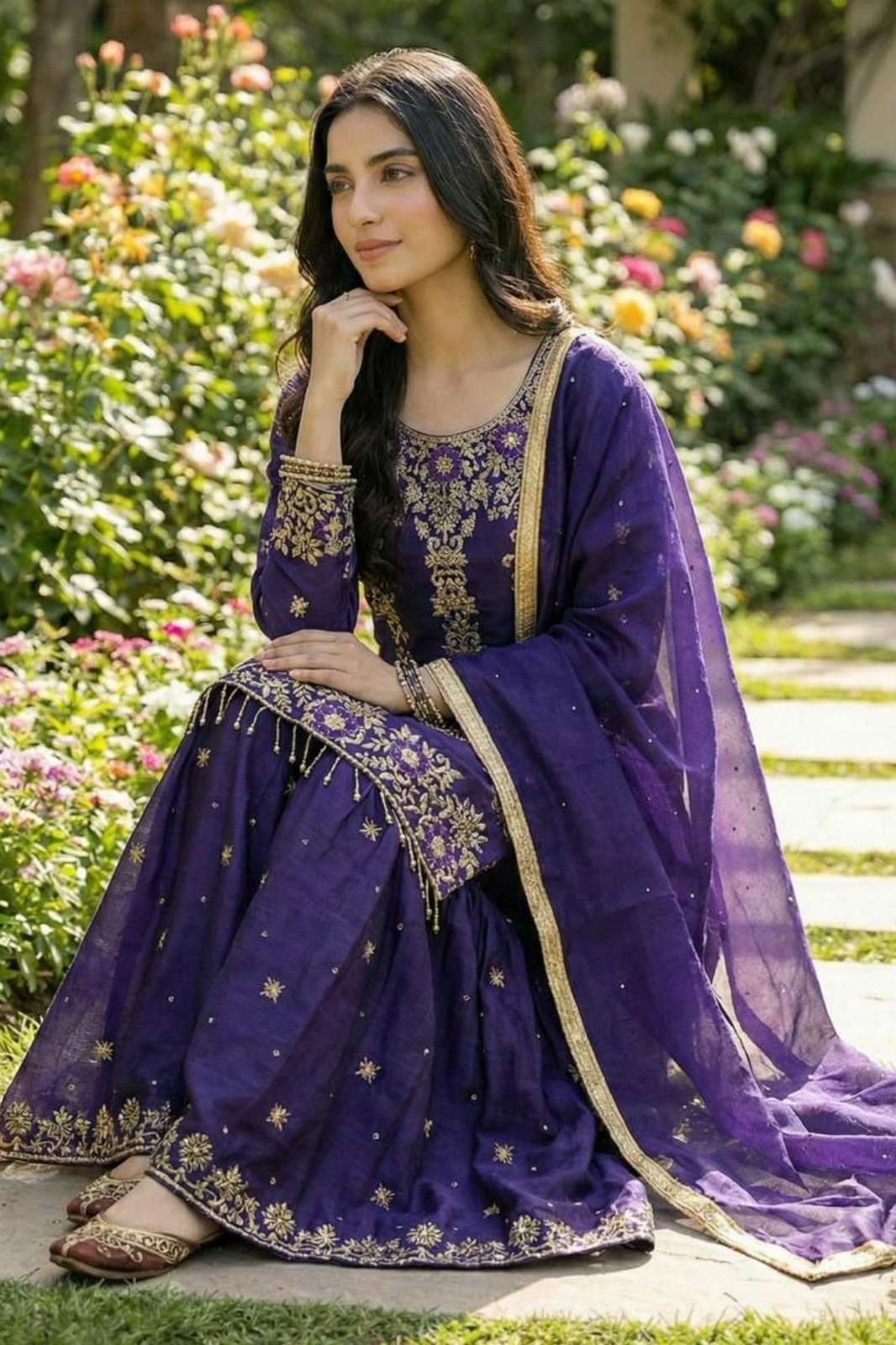 Shri Balaji Emporium DV 25222 Pure Gmy Silk Designer Sharara Suit