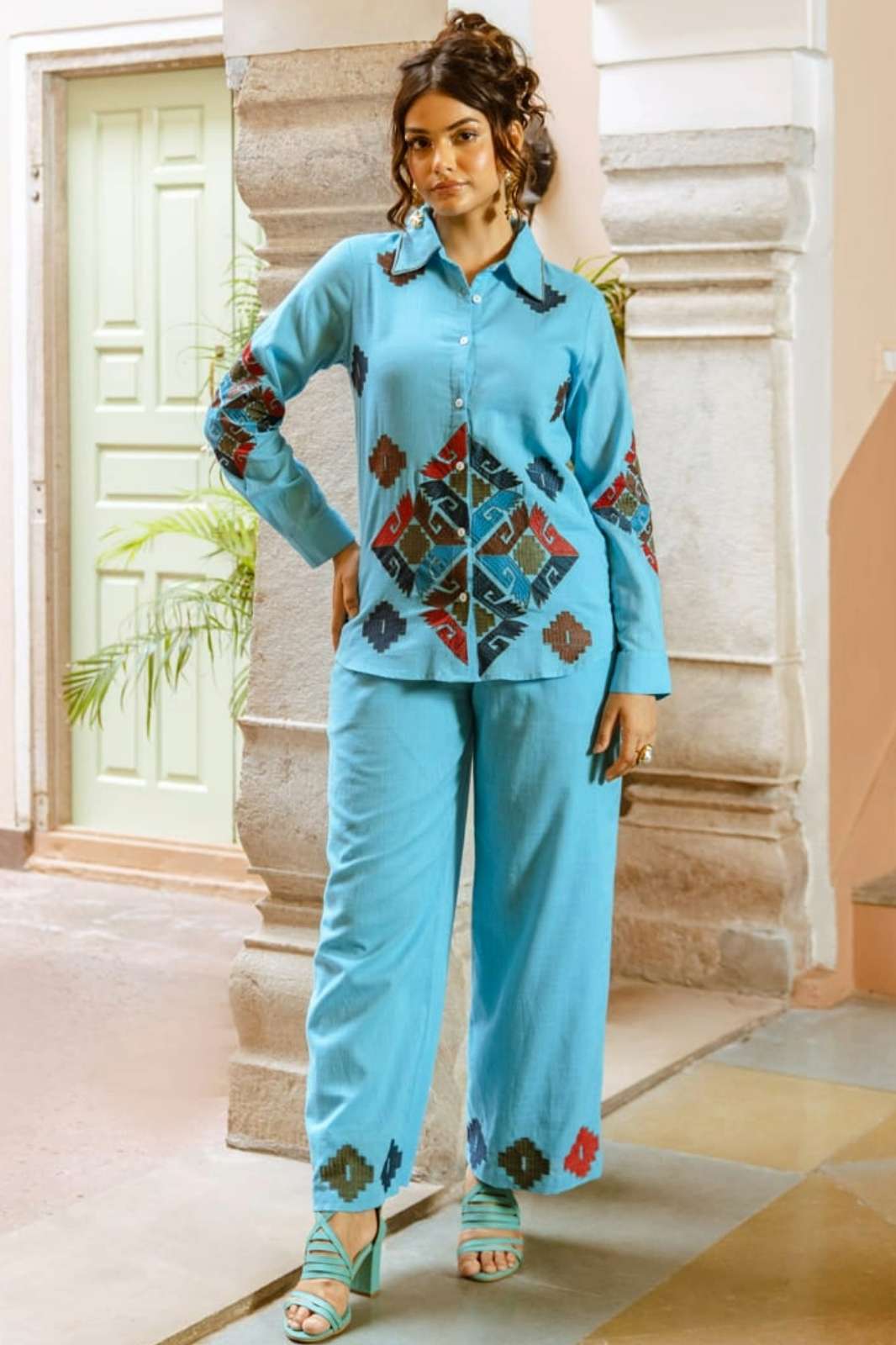 Shri Balaji Emporium FF Ready to Wear Crape Embroidered Co ord Set 