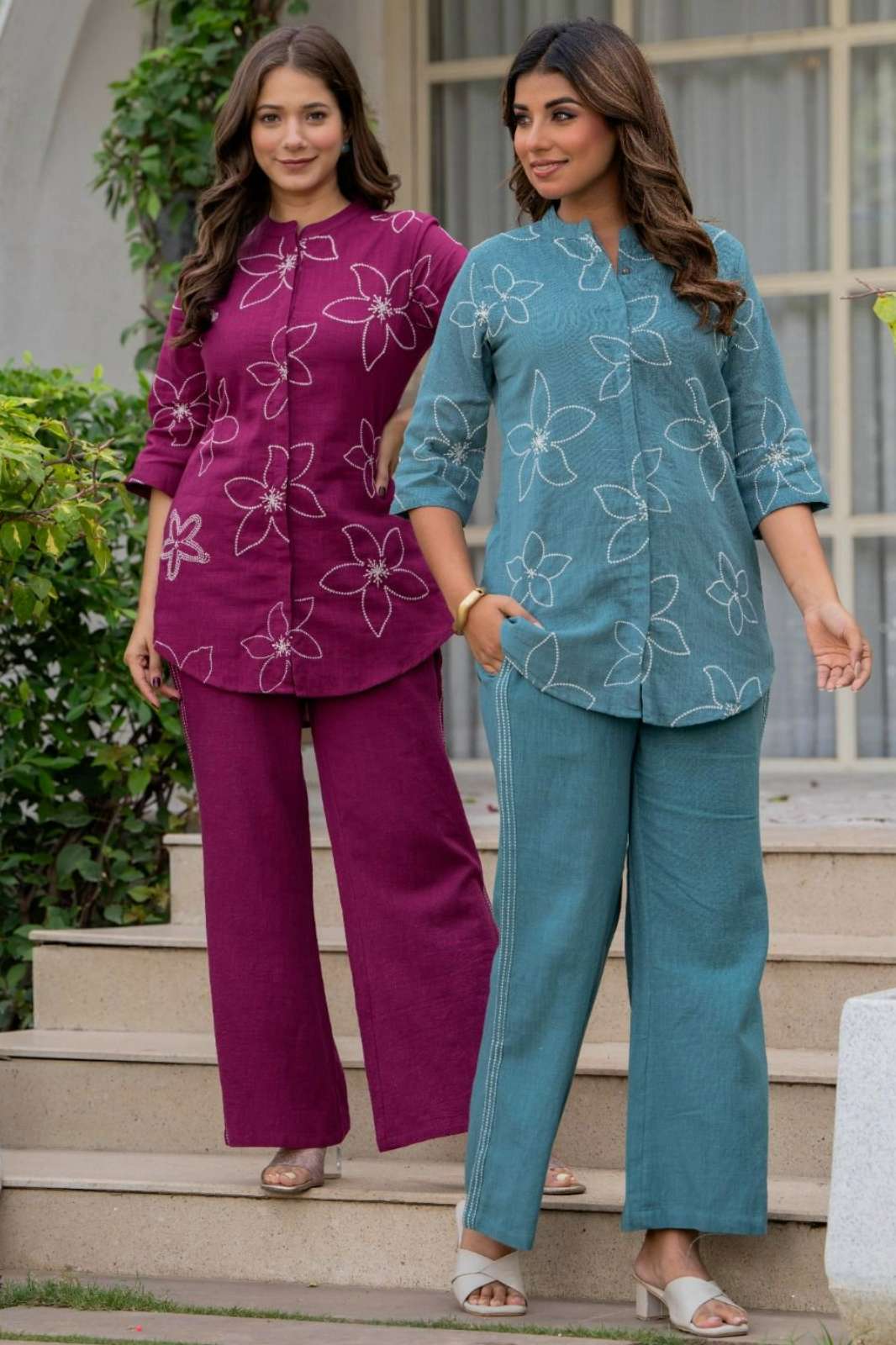 Shri Balaji Emporium FF Ready to Wear Pure Cotton Embroidered Co ord Set