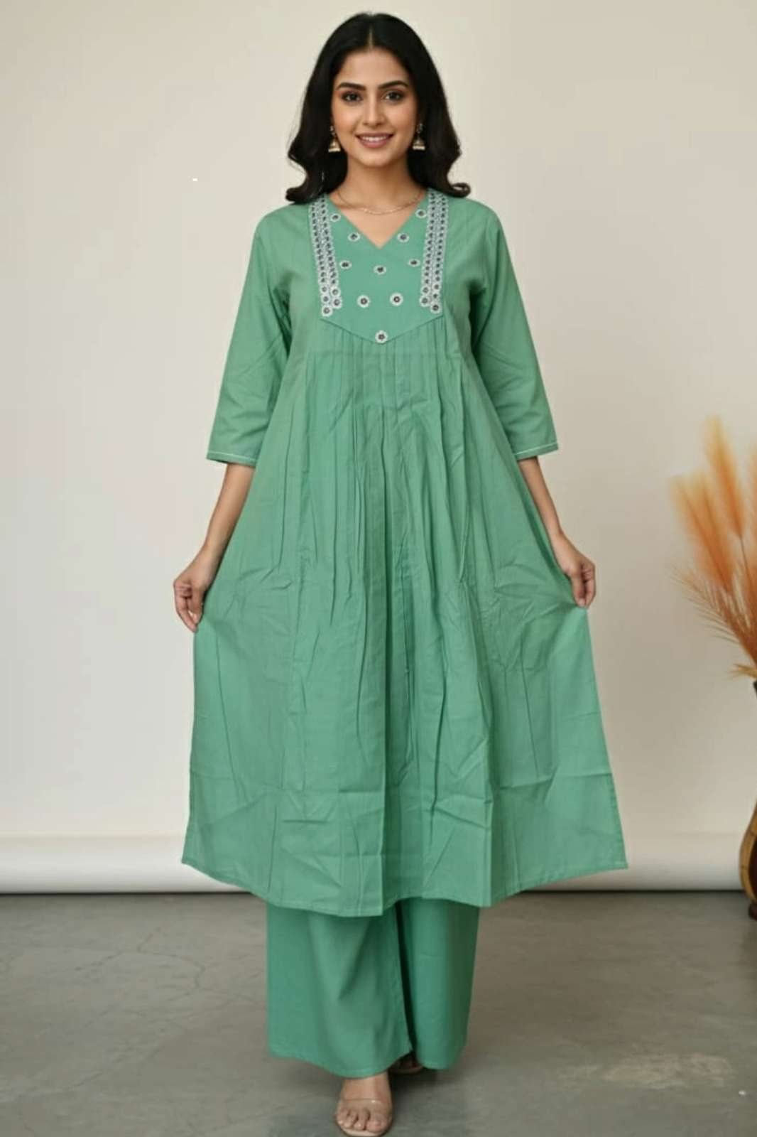 Shri Balaji Emporium FF Ready to Wear Pure Cotton Embroidered Co ord Set 