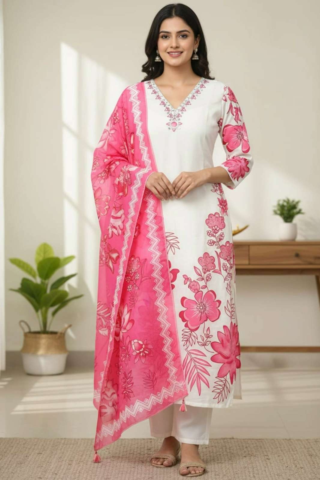 Shri Balaji Emporium Muslin Silk Kurti with Pant with Dupatta 