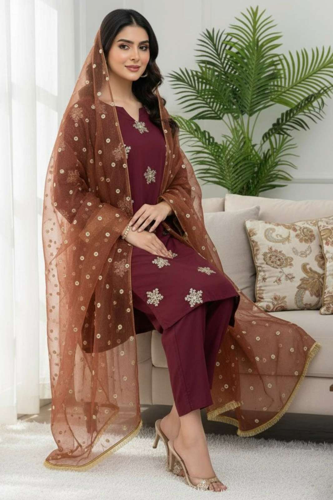 Shri Balaji Emporium Natural Crepe Silk Straight Suit