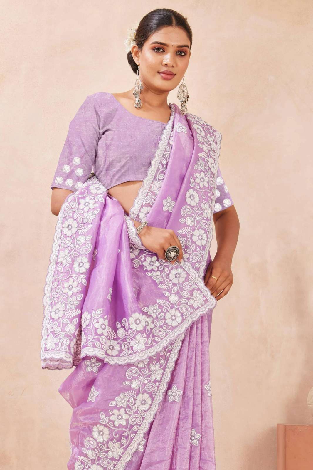 Shri Balaji Emporium NF CHARM Resham Kashmiri Embroidered Gold Crush Silk Saree