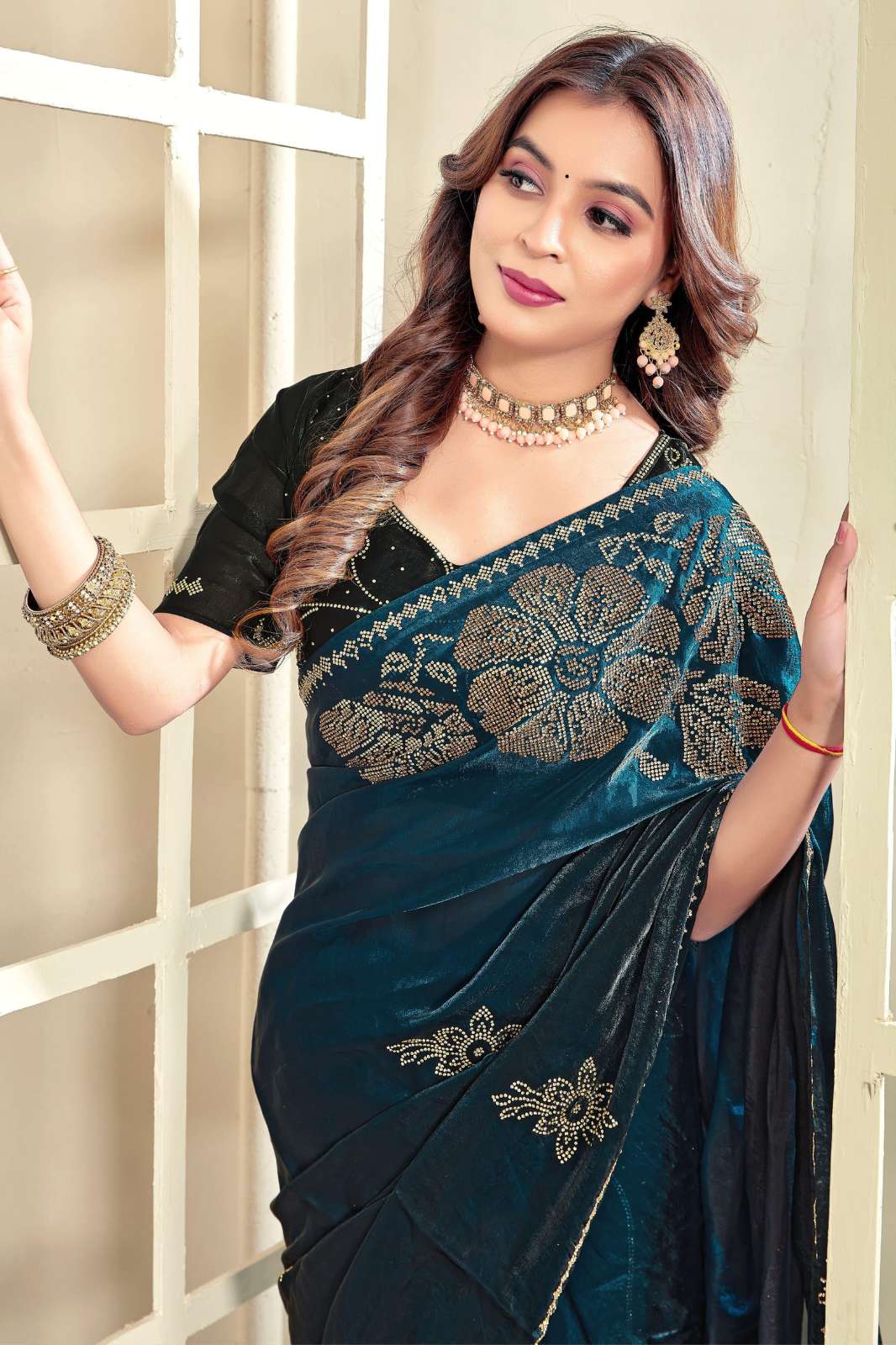 Shri Balaji Emporium NF DIPTI Tow Ton Fandy Satin Silk Zirkan Work Saree