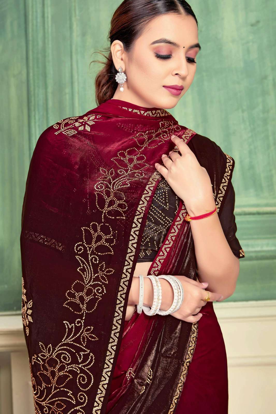 Shri Balaji Emporium NF KAVYANJALI Tow Ton Fandy Satin Silk Zirkan Work Saree