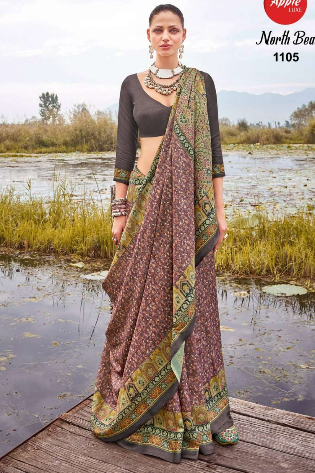 Shri Balaji Emporium NORTH BEATS Printed Pashmina Silk Saree